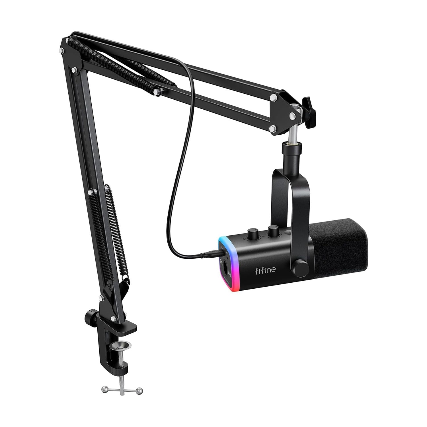MICROFONO GAMER FIFINE AM8T CON SOPORTE BRAZO INCLUIDO NEGRO - 1