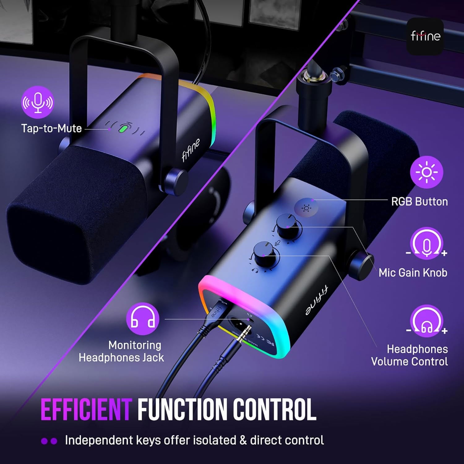 MICROFONO GAMER FIFINE AM8T CON SOPORTE BRAZO INCLUIDO NEGRO - 6