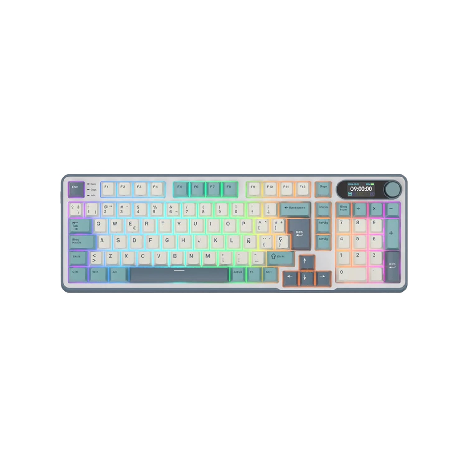 TECLADO MECÁNICO GAMER ROYAL KLUDGE RK-S98 INALÁMBRICO SP LIGHT CLOUD CHARTREUSE SWITCH - 1