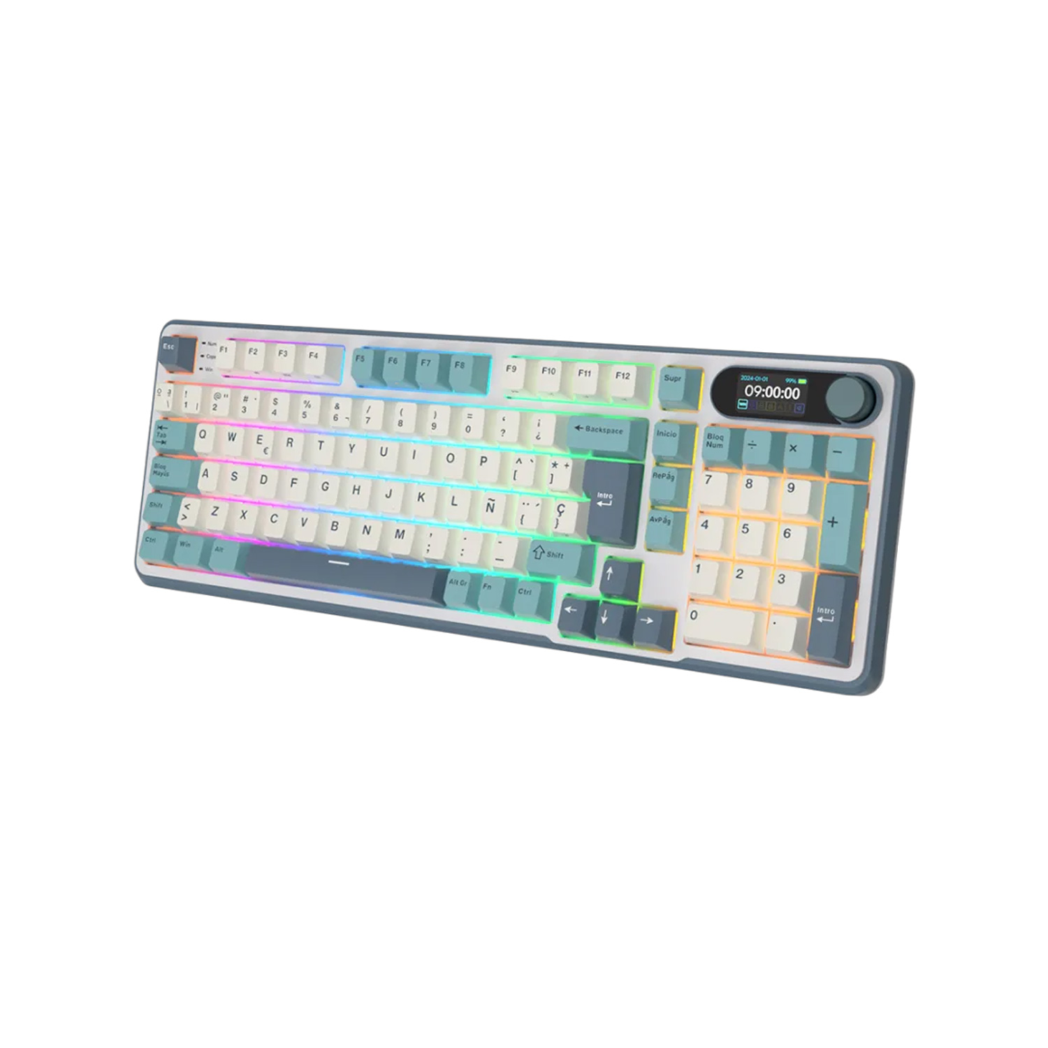 TECLADO MECÁNICO GAMER ROYAL KLUDGE RK-S98 INALÁMBRICO SP LIGHT CLOUD CHARTREUSE SWITCH - 3