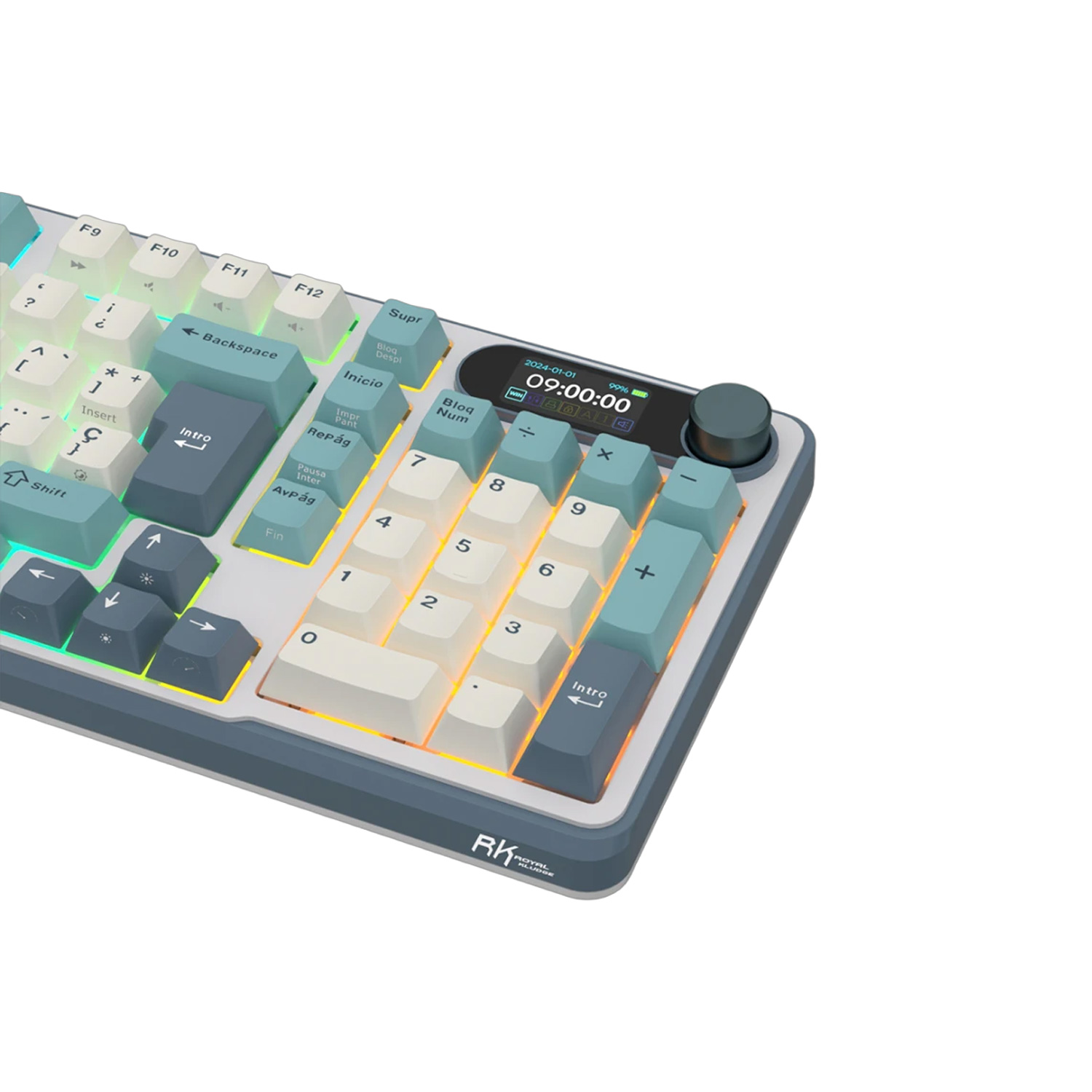 TECLADO MECÁNICO GAMER ROYAL KLUDGE RK-S98 INALÁMBRICO SP LIGHT CLOUD CHARTREUSE SWITCH - 4