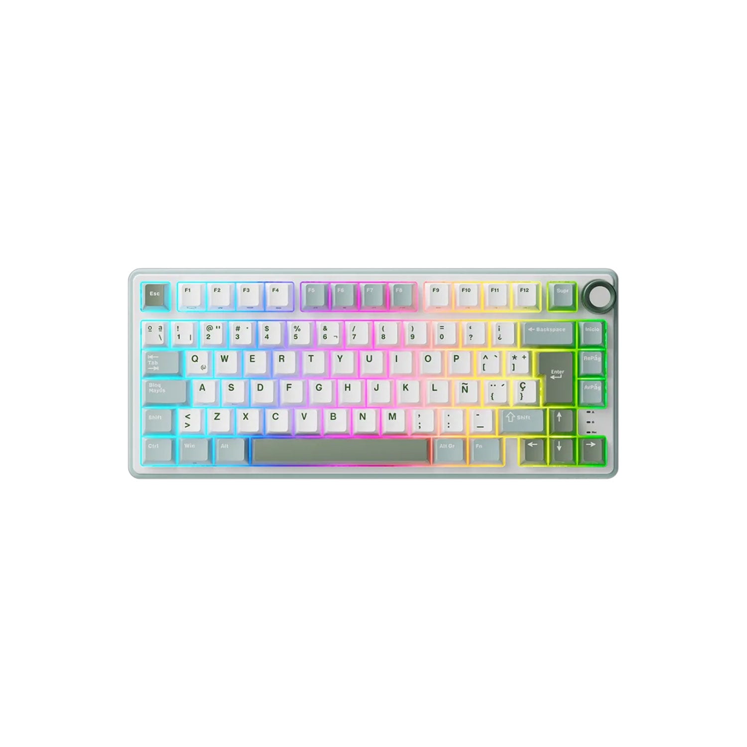 TECLADO MECÁNICO GAMER ROYAL KLUDGE RK R75 CABLEADO SP SKYCYAN-K SILVER SWITCH - 1