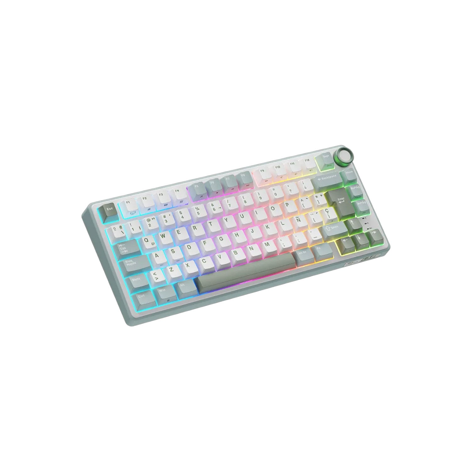 TECLADO MECÁNICO GAMER ROYAL KLUDGE RK R75 CABLEADO SP SKYCYAN-K SILVER SWITCH - 2
