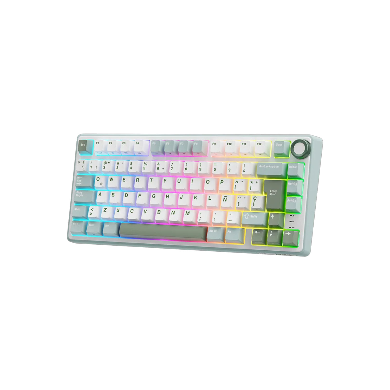 TECLADO MECÁNICO GAMER ROYAL KLUDGE RK R75 CABLEADO SP SKYCYAN-K SILVER SWITCH - 3