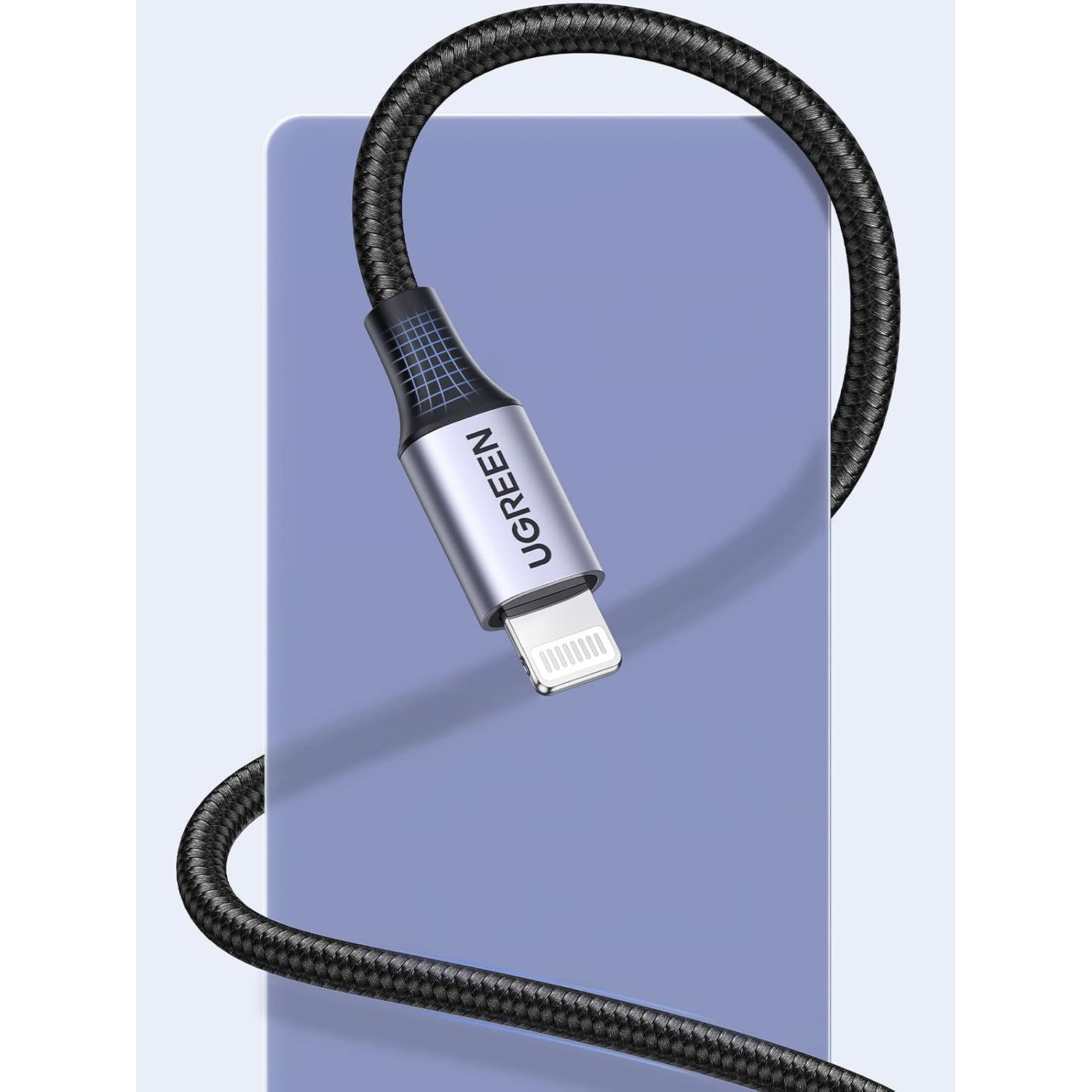 CABLE UGREEN LIGHTNING A USB-A TRENZADO 1M NEGRO 60156 - 4