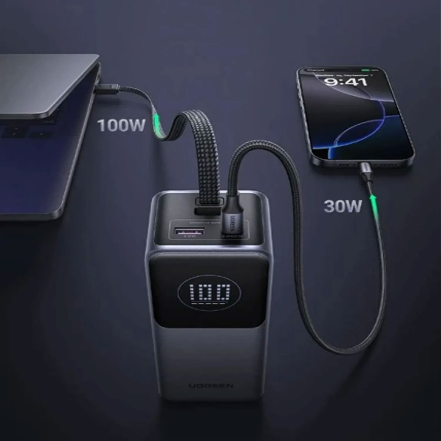 POWER BANK UGREEN 130W 20000 MAH CON CABLE INTEGRADO 55365B - 5