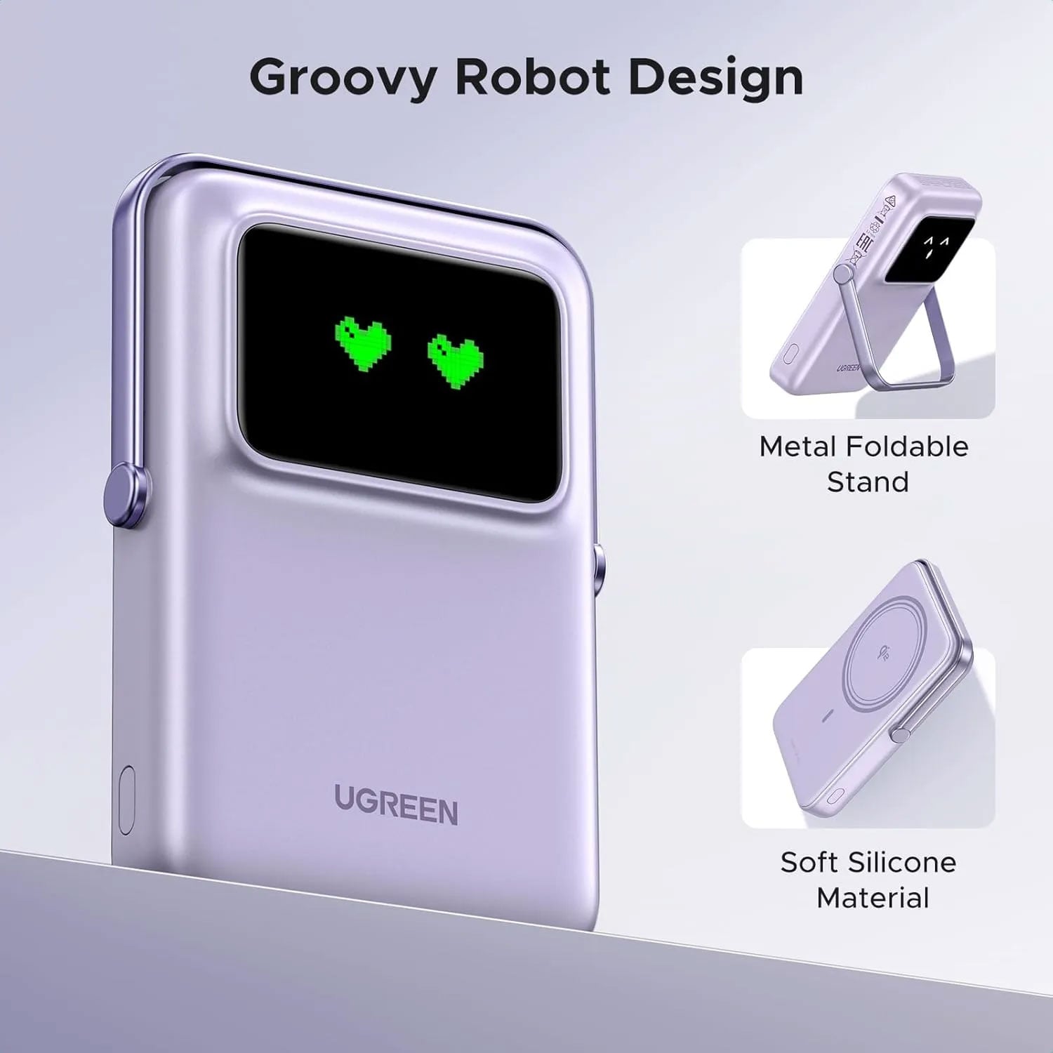 POWER BANK UGREEN UNO MAGNÉTICO INALÁMBRICO 10000MAH 20W 45328 MORADO - 4