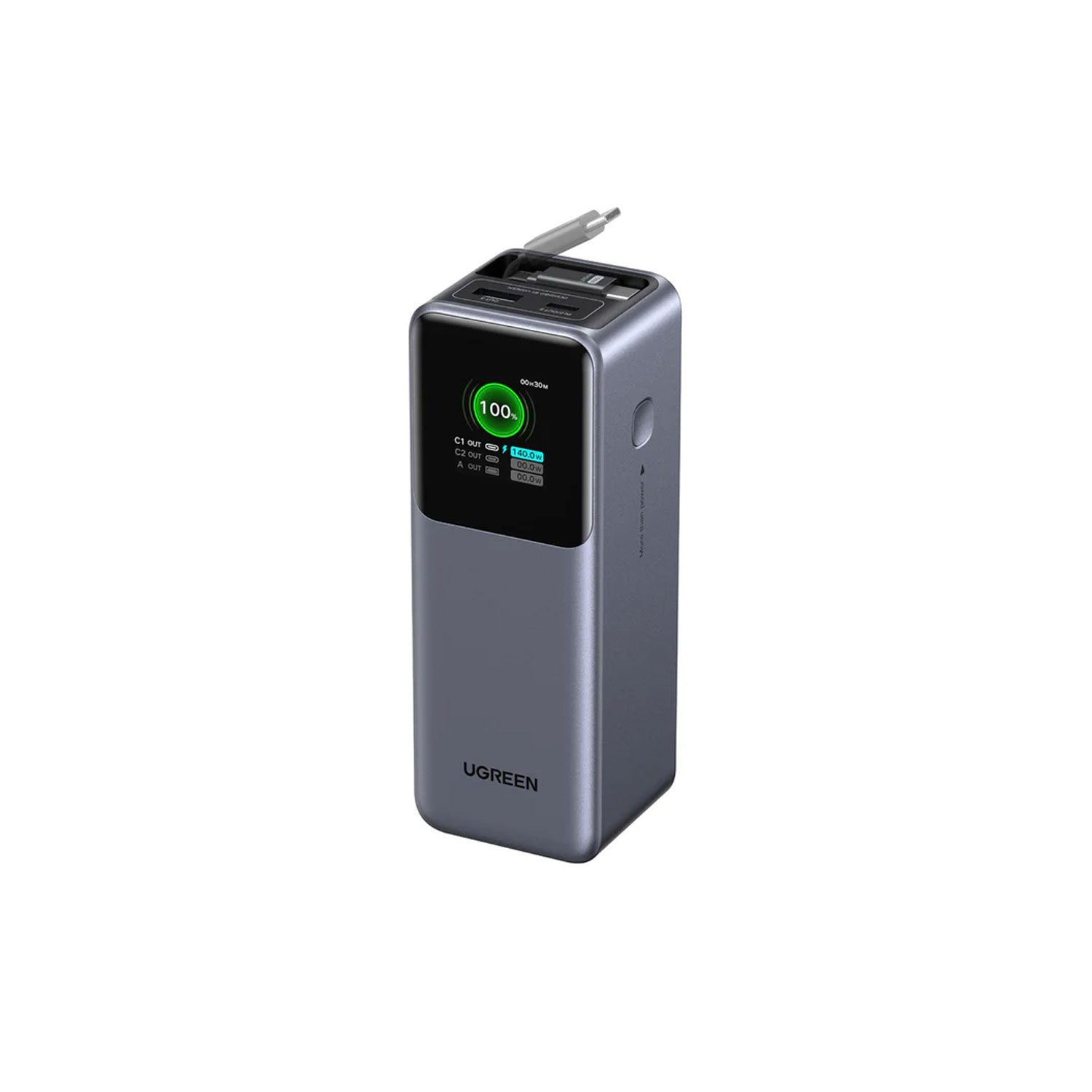 POWER BANK UGREEN 165W 20000 MAH CON CABLE RETRÁCTIL 55987B - 1