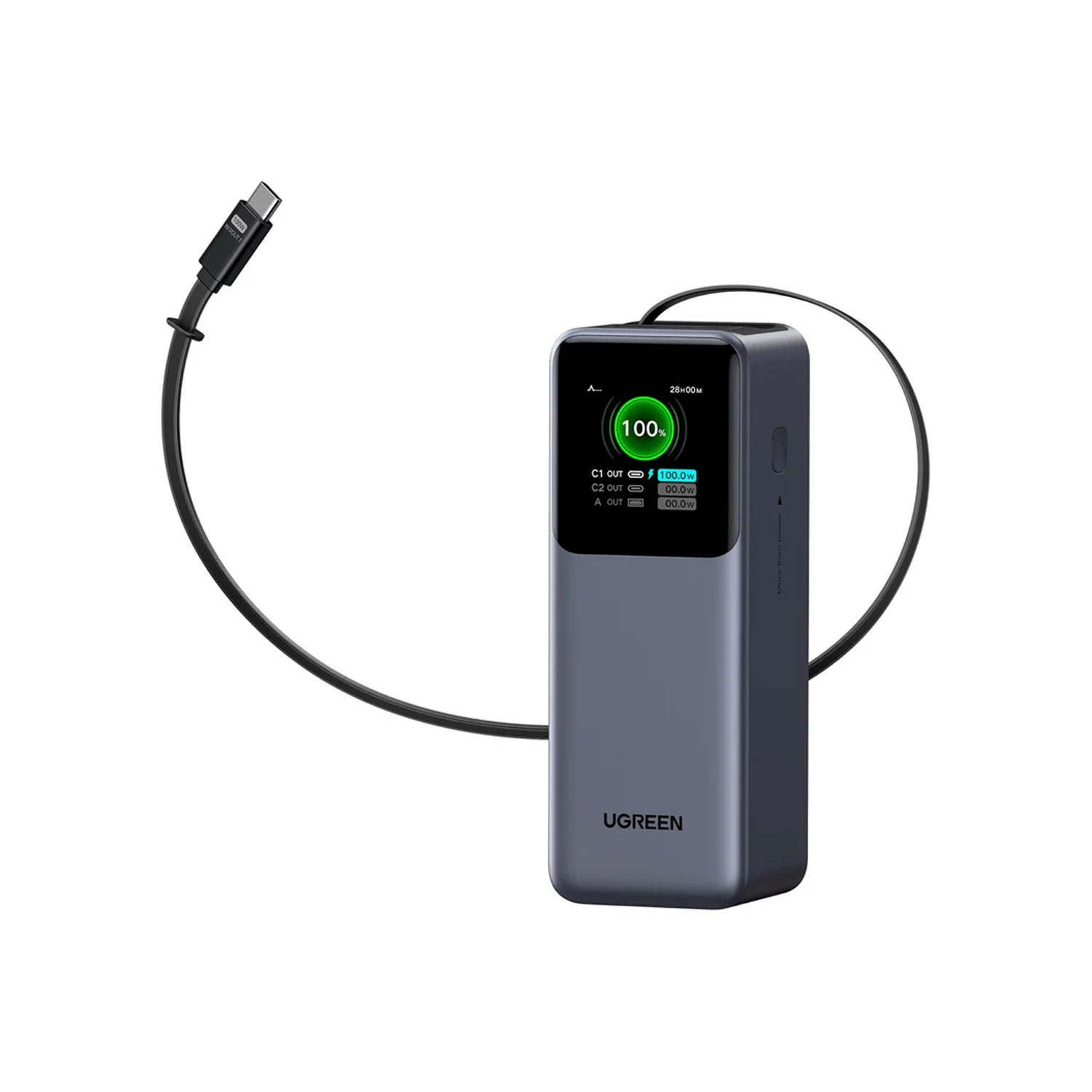 POWER BANK UGREEN 165W 20000 MAH CON CABLE RETRÁCTIL 55987B - 2