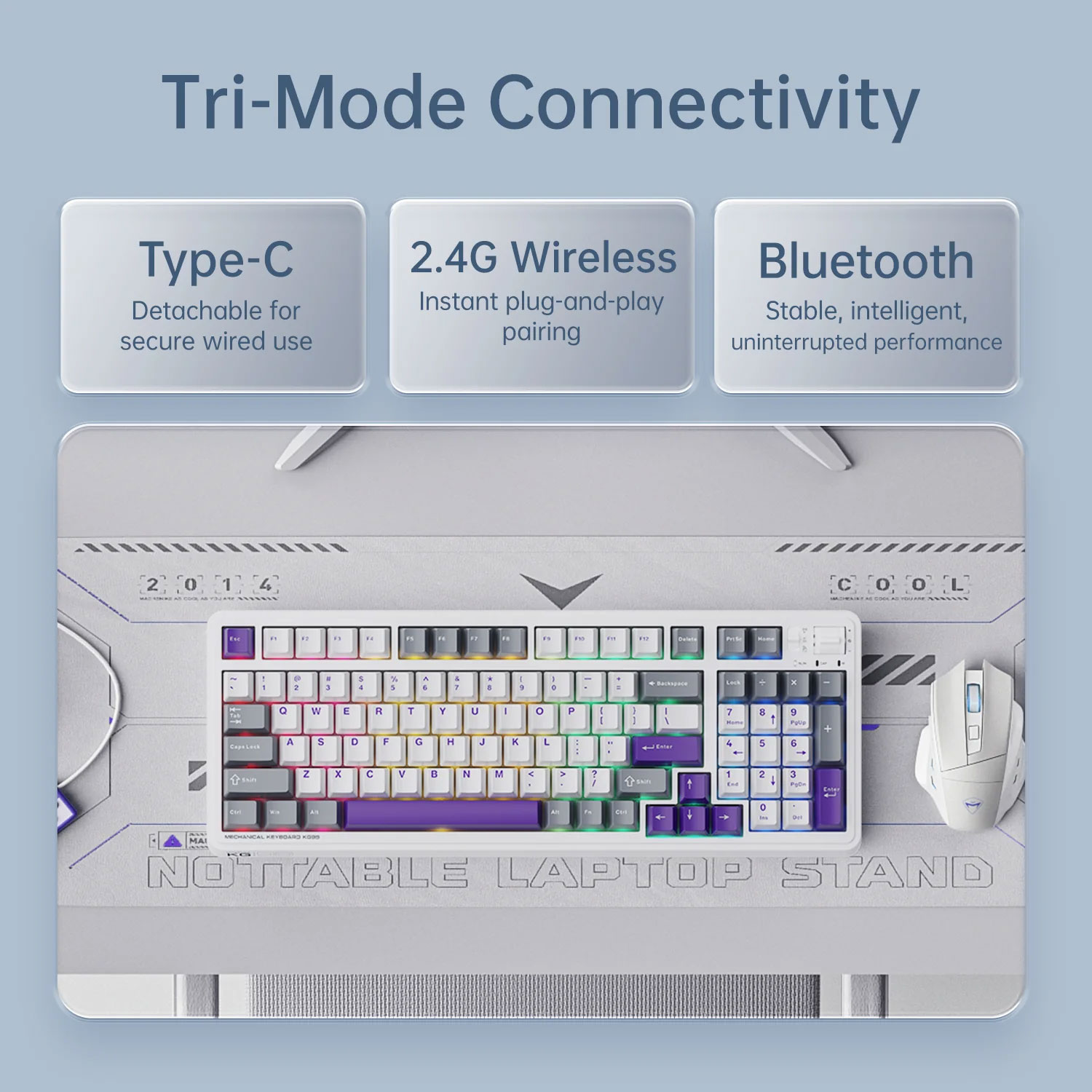 TECLADO MECANICO GAMER MACHENIKE KG98 BT INGLES MORADO - 4