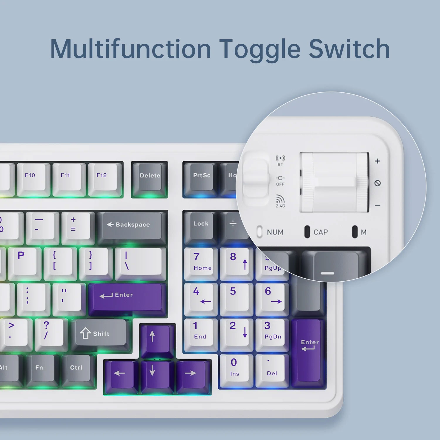 TECLADO MECANICO GAMER MACHENIKE KG98 BT INGLES MORADO - 5
