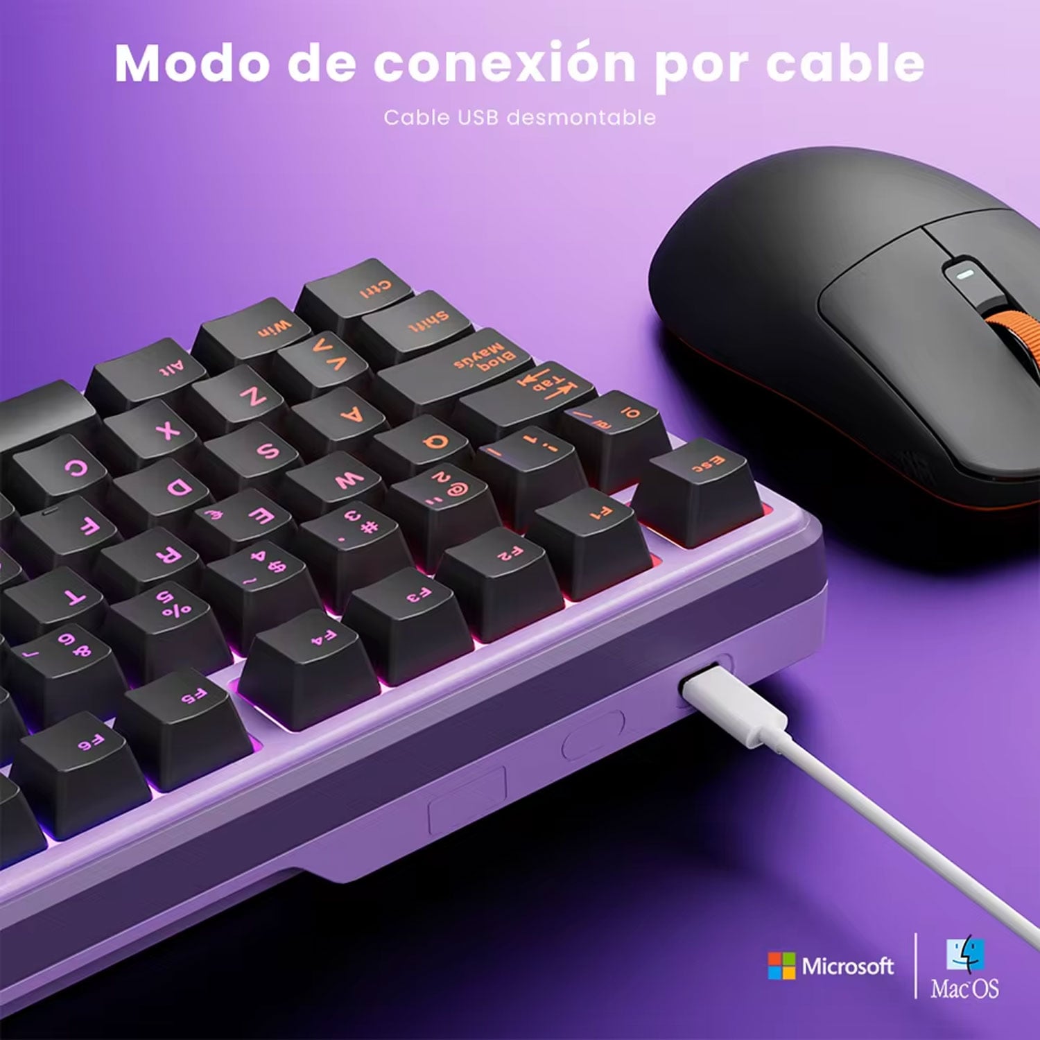 TECLADO GAMER ROYAL KLUDGE RK-X87 CABLEADO BLACKBERRY MOUSE CREAMY SWITCH - 3