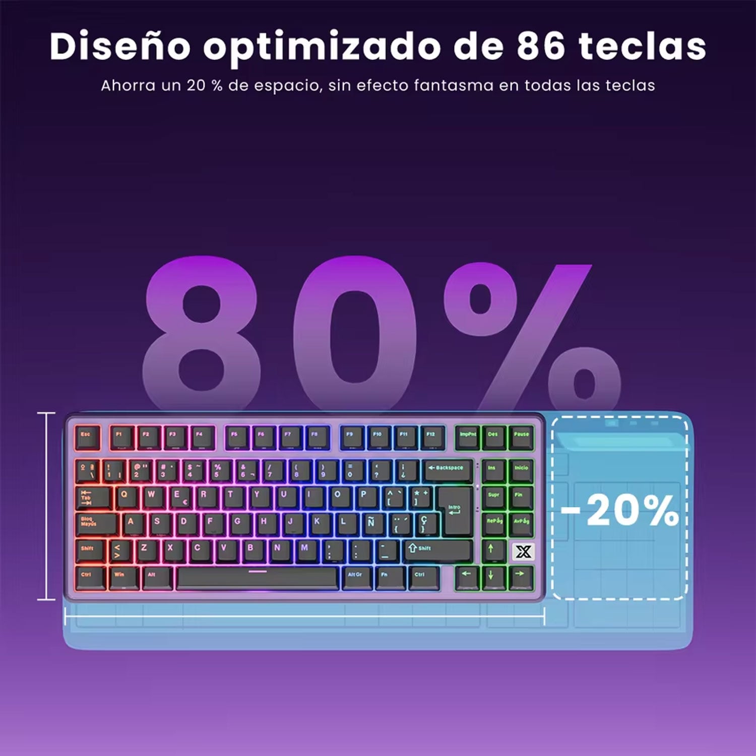 TECLADO GAMER ROYAL KLUDGE RK-X87 CABLEADO BLACKBERRY MOUSE CREAMY SWITCH - 5