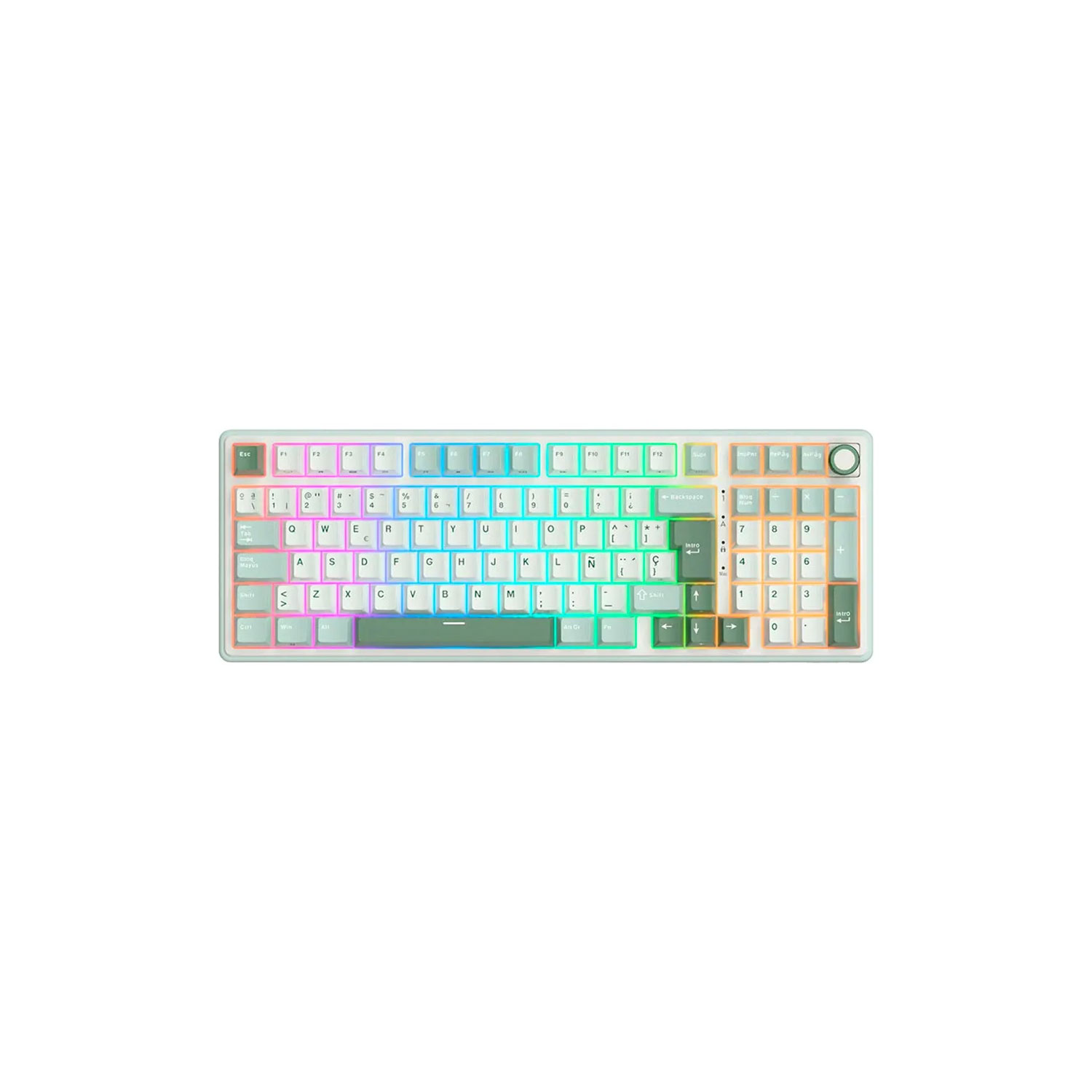 TECLADO GAMER ROYAL KLUDGE RK-R98PRO CABLEADO SKYCYAN CREAMY SWITCH - 1