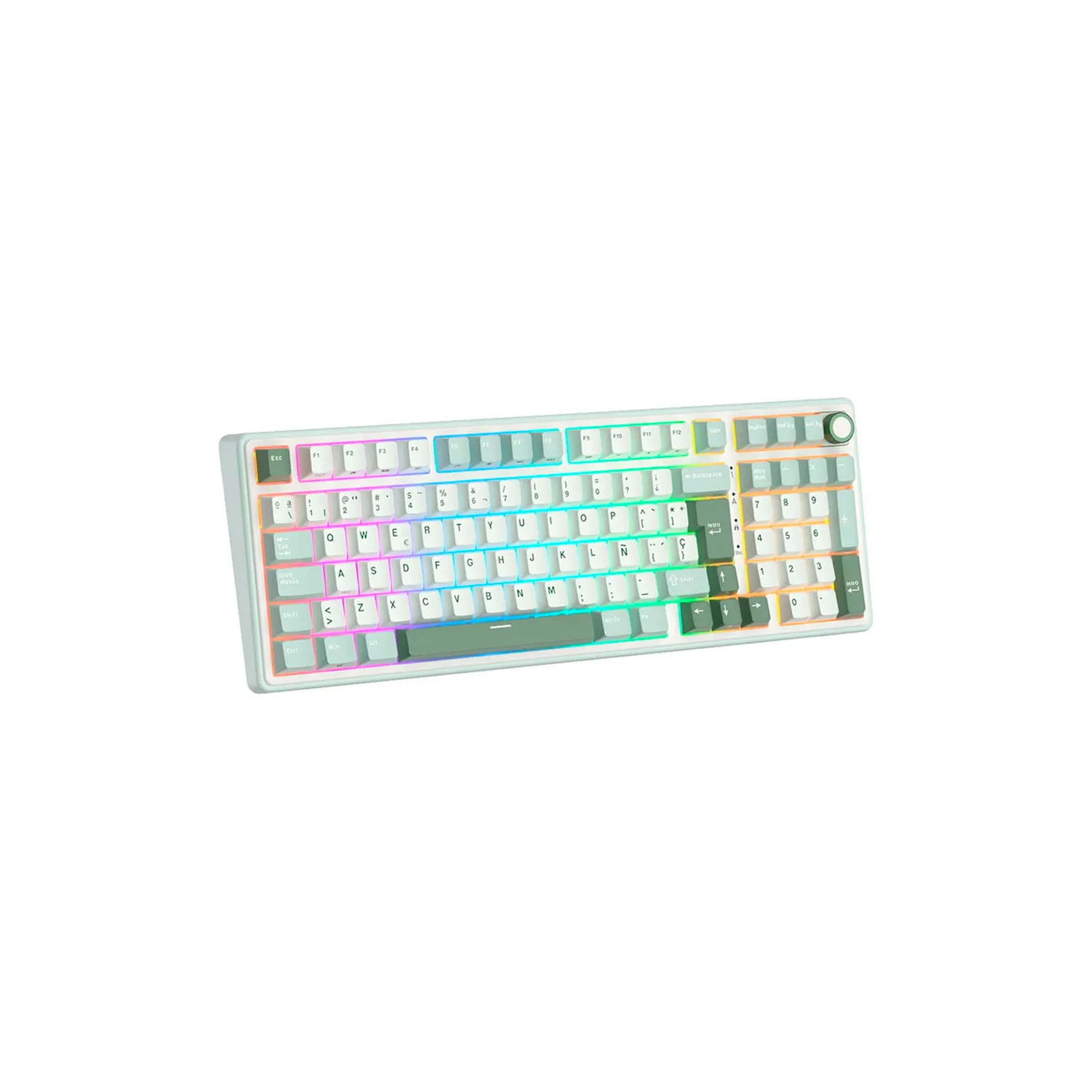 TECLADO GAMER ROYAL KLUDGE RK-R98PRO CABLEADO SKYCYAN CREAMY SWITCH - 3