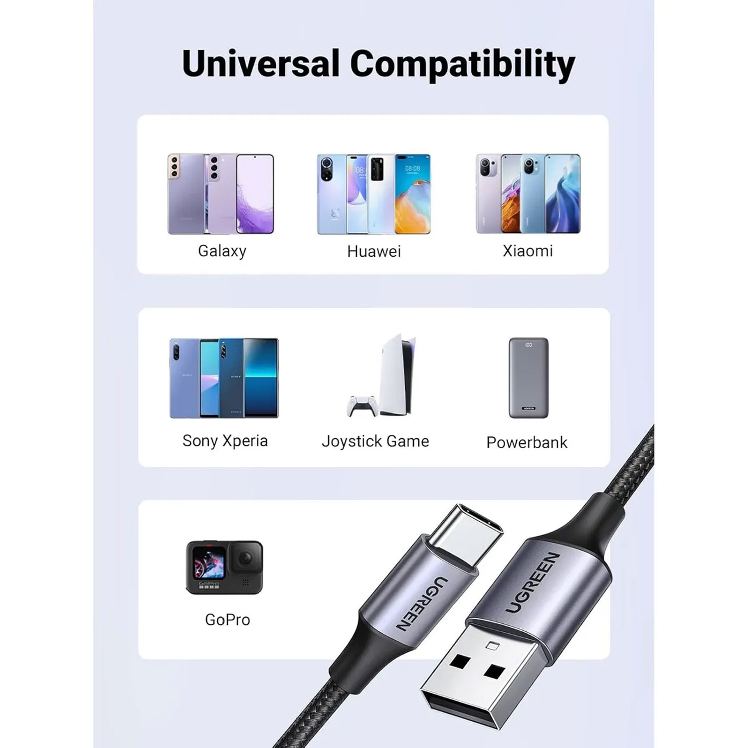 CABLE UGREEN USB-A A C 18W 3A BLACK 1M US288 60126 - 4