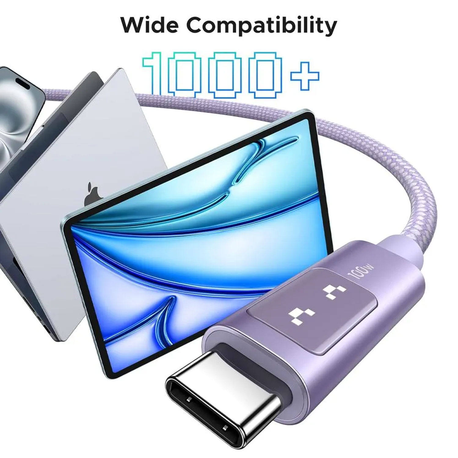 CABLE UGREEN UNO USB-C A USB-C PD CARGA RÁPIDA 1M MORADO L509-65092 - 3