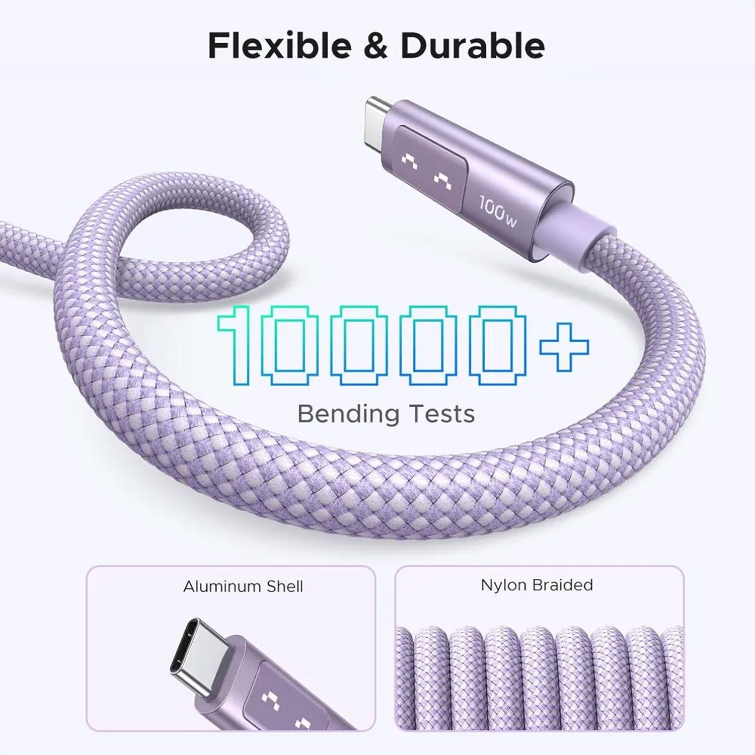 CABLE UGREEN UNO USB-C A USB-C PD CARGA RÁPIDA 1M MORADO L509-65092 - 5