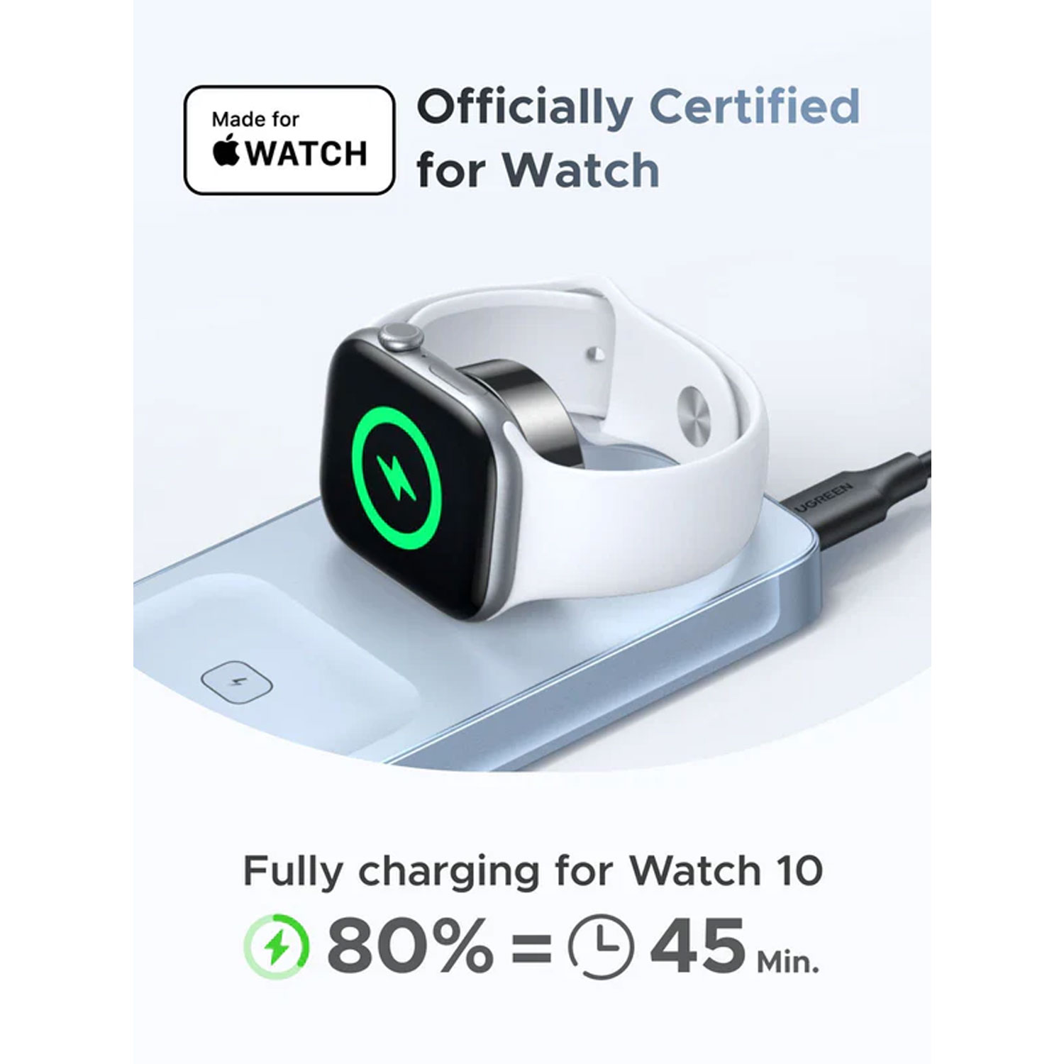 CARGADOR UGREEN 3 EN 1 MAGFLOW 25W QI2 MAGSAFE INALÁMBRICO MAGNÉTICO PLEGABLE W757 - 65901 - 6