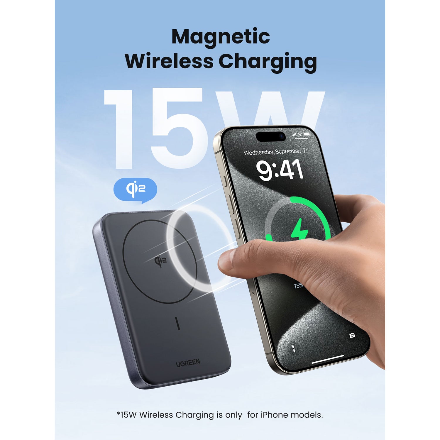 POWERBANK UGREEN QI2 MAGNETIC 10000MAH 30W NEGRO PB761-45763 - 4