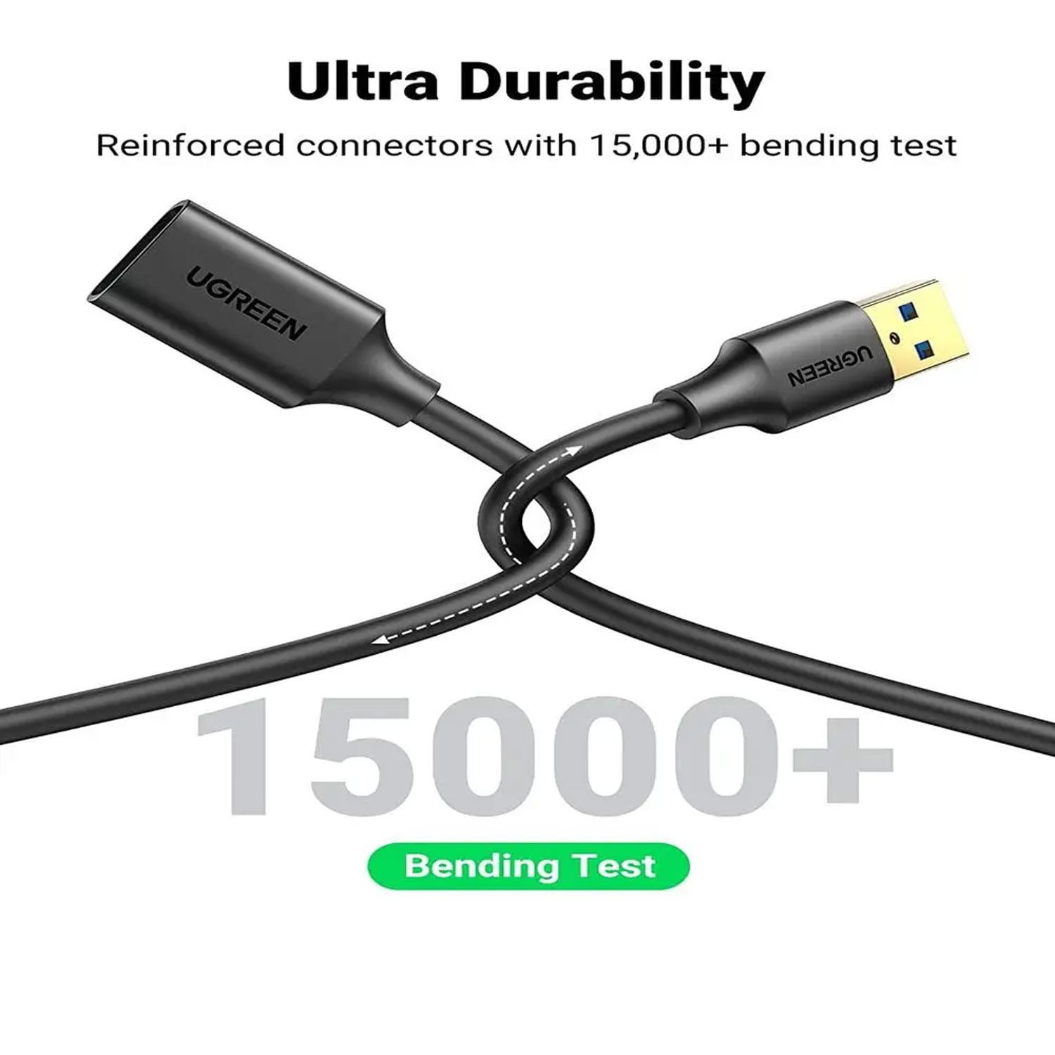 CABLE DE EXTENSIÓN UGREEN USB-A MACHO A USB-A HEMBRA 1M NEGRO US129-10368 - 2
