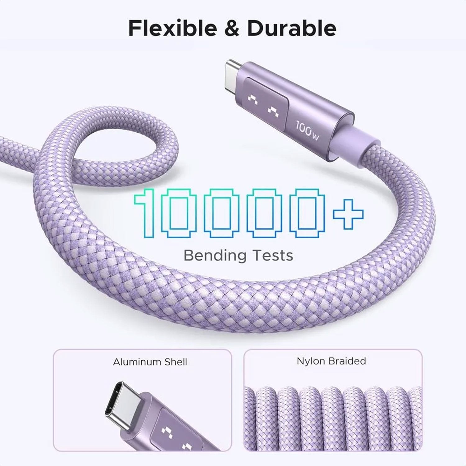 CABLE UGREEN UNO USB-C A USB-C PD CARGA RÁPIDA 2M MORADO L509-65216 - 3
