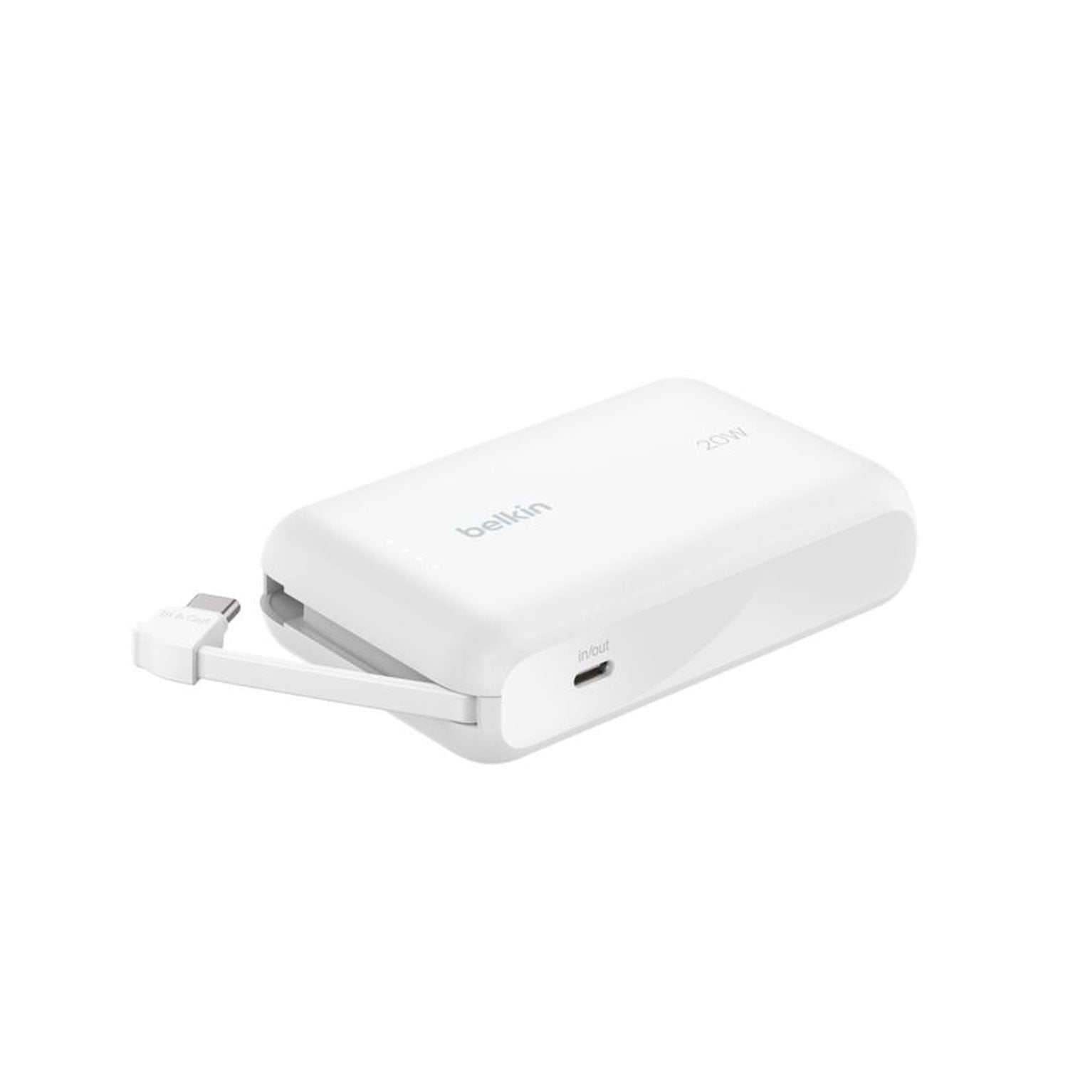 POWER BANK BELKIN BPB021 10000MAH 20W PD CON CABLE USB-C INTEGRADO BLANCO - 1