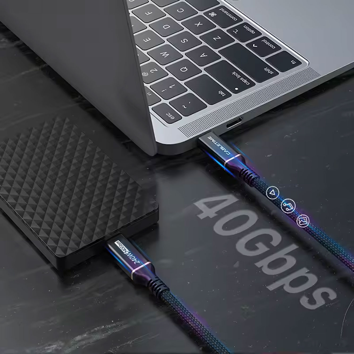 CABLE CABLETIME CU40H USB-C 4.0 40GBPS 100W 1M - 3