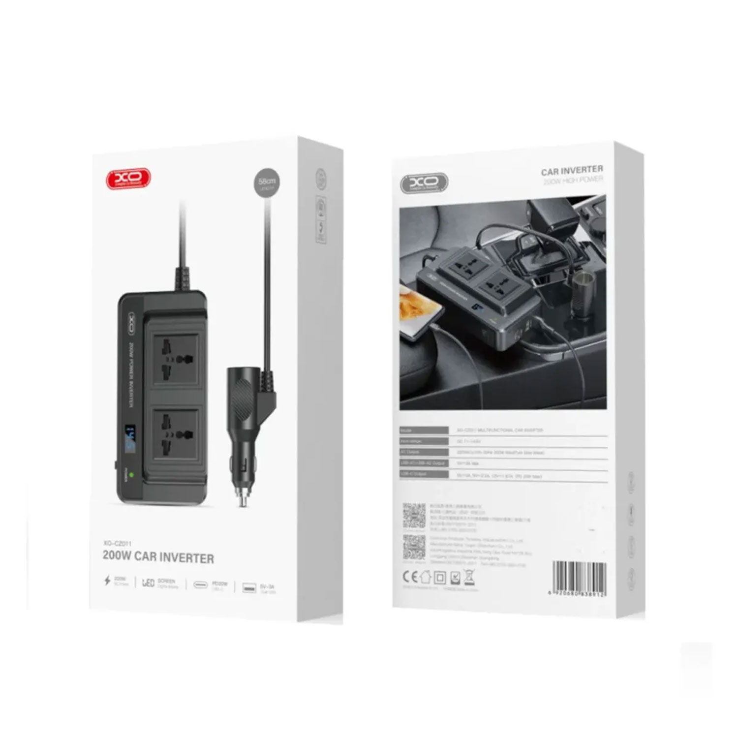 INVERSOR PARA AUTOMÓVIL XO-CZ011 200W SALIDAS TIPO C Y USB CZ011 - 6
