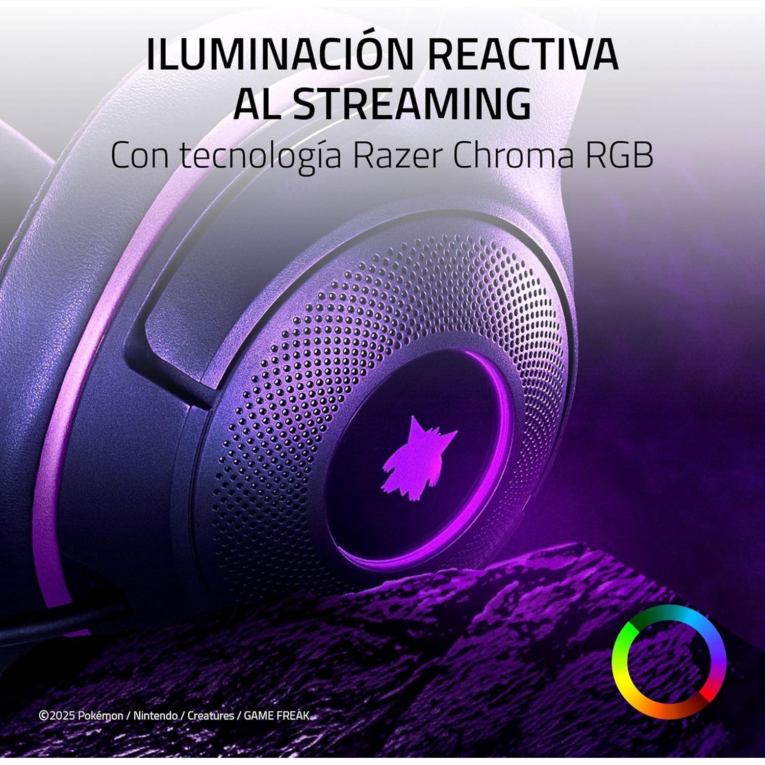AUDIFONO GAMER RAZER KRAKEN KITTY V2 USB HEADSET POKEMON GENGAR EDITION - 5