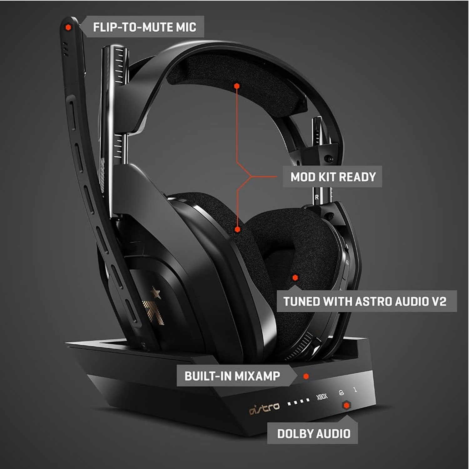 AUDÍFONOS GAMER ASTRO A50 LIGHTSPEED WIRELESS CON BASE STATION NEGRO - 4