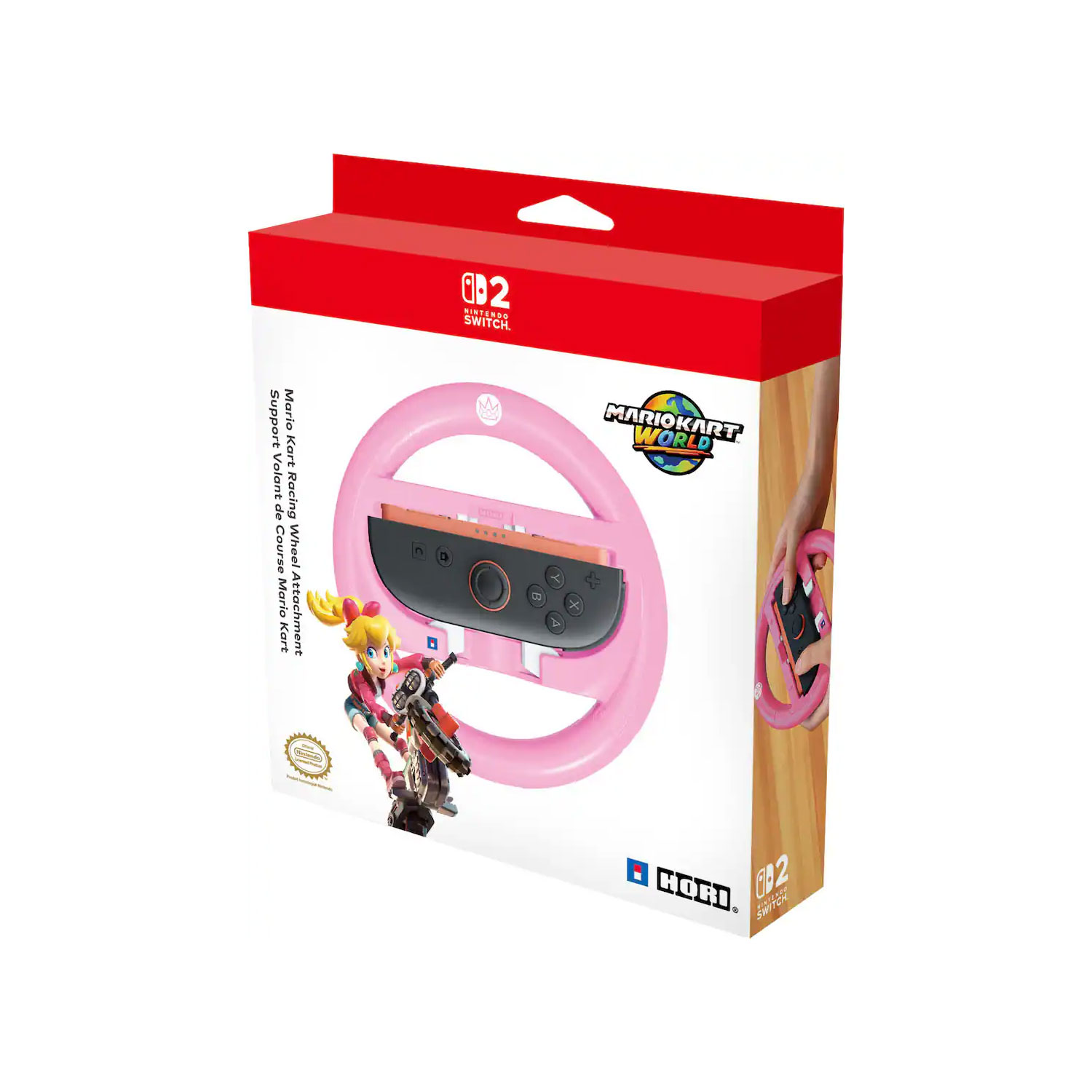 TIMON HORI-MARIO KART WORLD RACING WHEEL PEACH PARA NINTENDO SWITCH 2 NSX-089U - 6