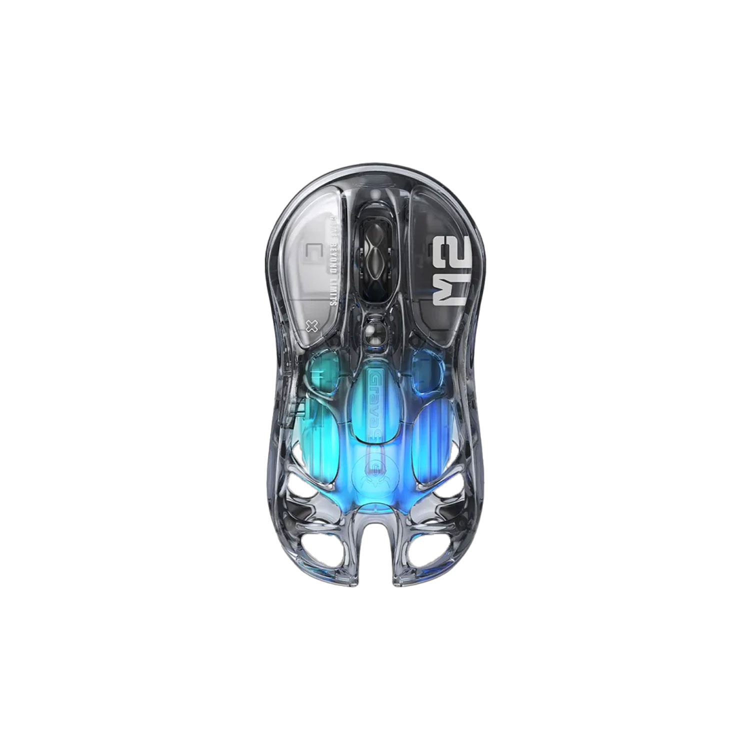 MOUSE GAMER INALÁMBRICO 2.4GHZ GRAVASTAR MERCURY M2 RGB 26K DPI 650 IPS TRANSPARENT BLACK - 1