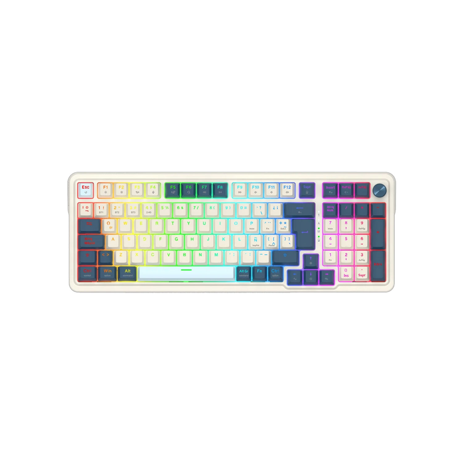 TECLADO GAMER REDRAGON EISA K686 RGB PRO ESPAÑOL WIRELESS BLANCO/AZUL - 1