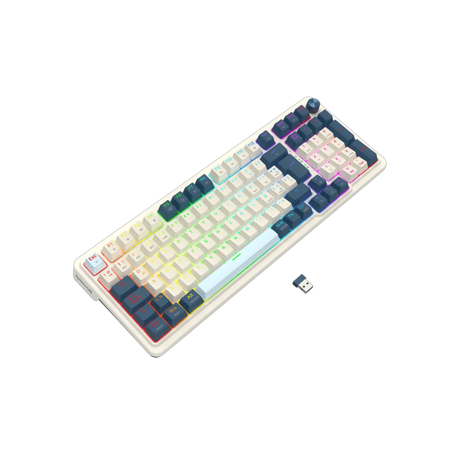 TECLADO GAMER REDRAGON EISA K686 RGB PRO ESPAÑOL WIRELESS BLANCO/AZUL - 3