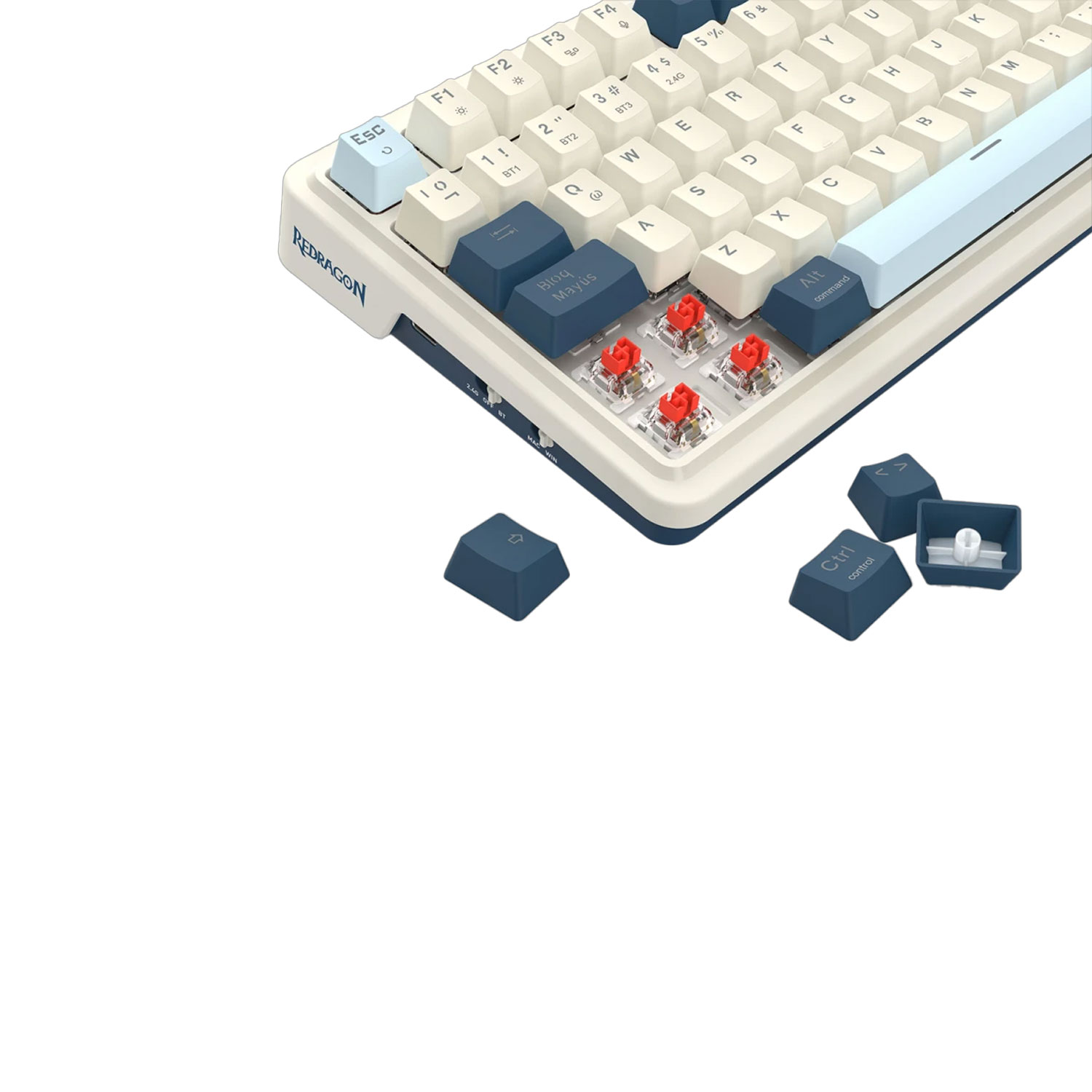TECLADO GAMER REDRAGON EISA K686 RGB PRO ESPAÑOL WIRELESS BLANCO/AZUL - 5