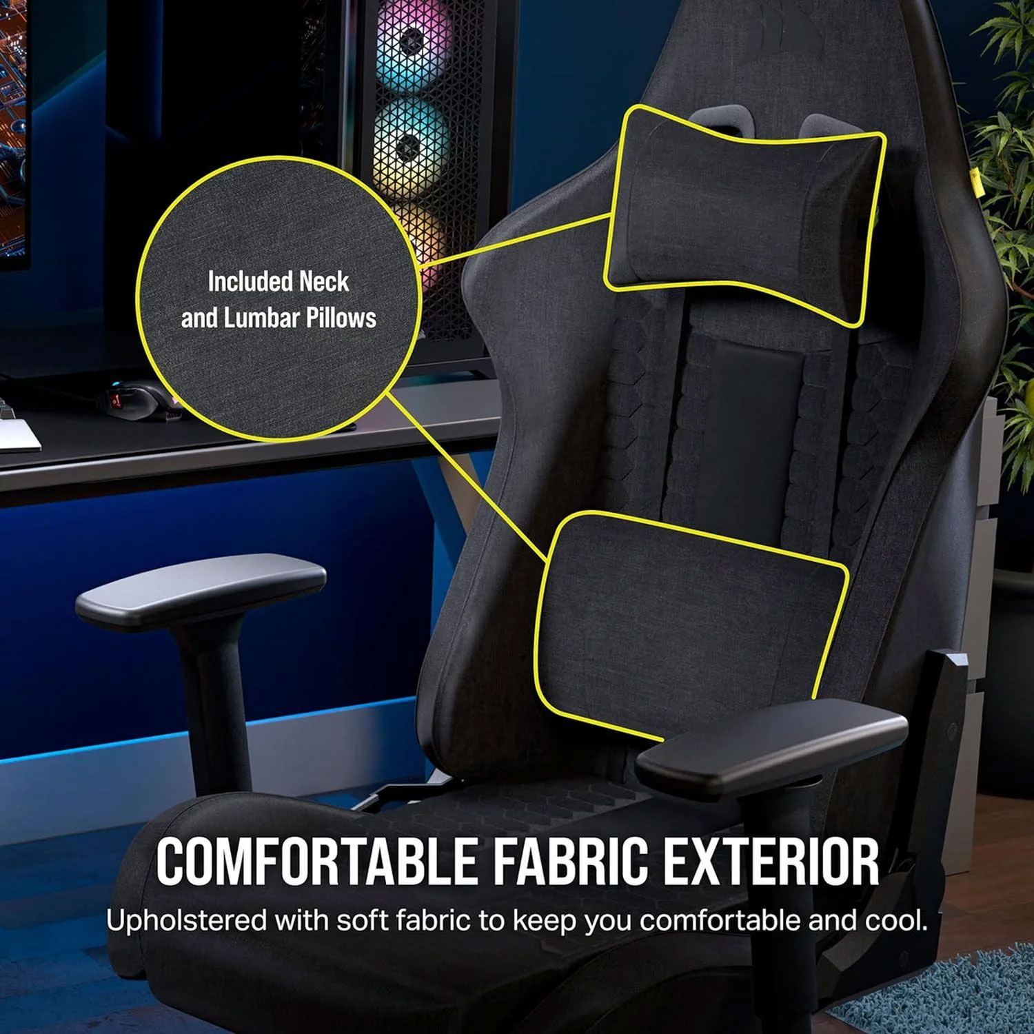 SILLA GAMER CORSAIR TC100 RELAXED TELA GREY BLACK - 6