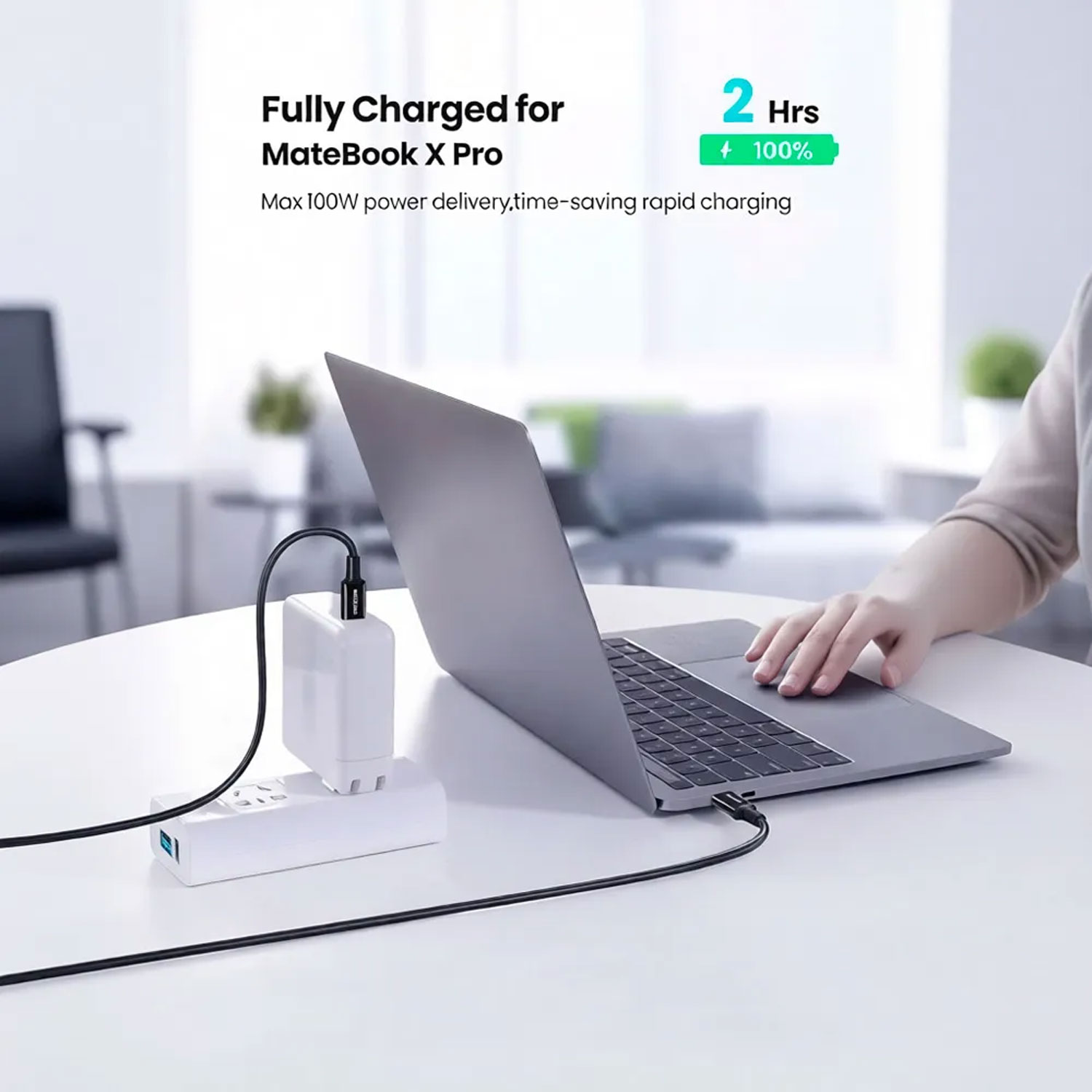 CABLE USB-C A USB-C UGREEN 5A CARGA RÁPIDA PD 1M TRENZADO NEGRO L502-65249 - 3