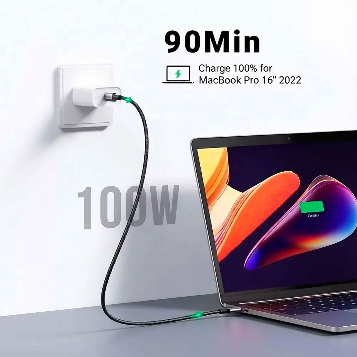 CABLE USB-C A USB-C UGREEN 5A CARGA RÁPIDA PD 1M TRENZADO NEGRO L502-65249 - 4