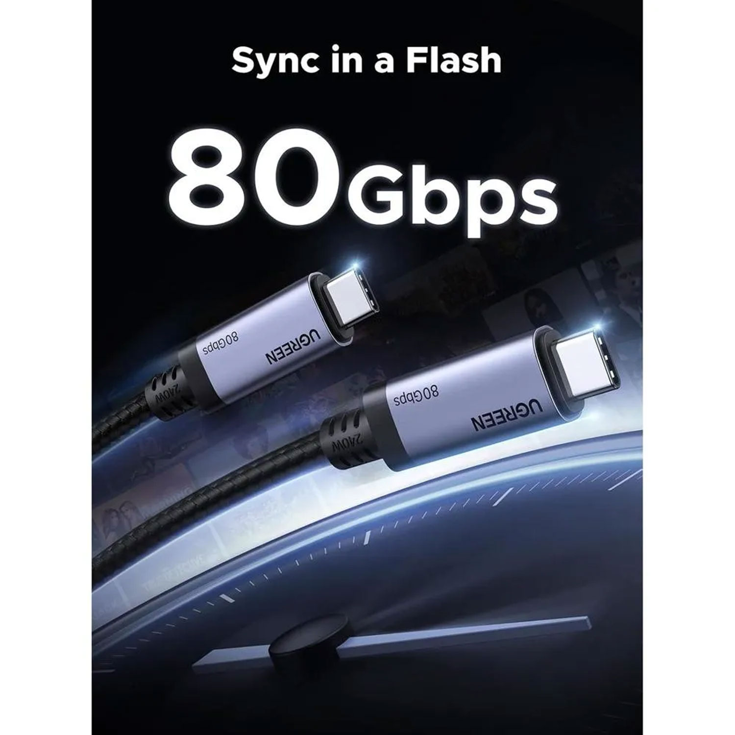 CABLE USB4 UGREEN USB-C 5A 1M CARGA RÁPIDA Y ALTA VELOCIDAD L706-65383 - 4