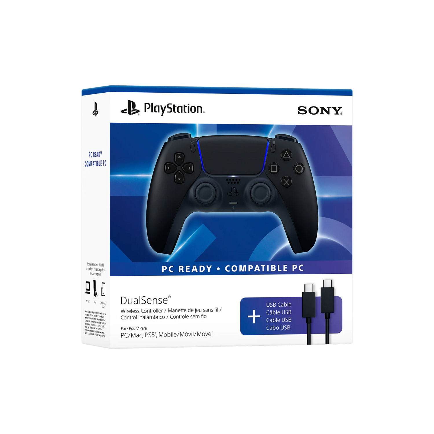 MANDO INALÁMBRICO DUALSENSE WIRELESS MIDNIGHT BLACK CON CABLE USB PLAYSTATION 5 - 5