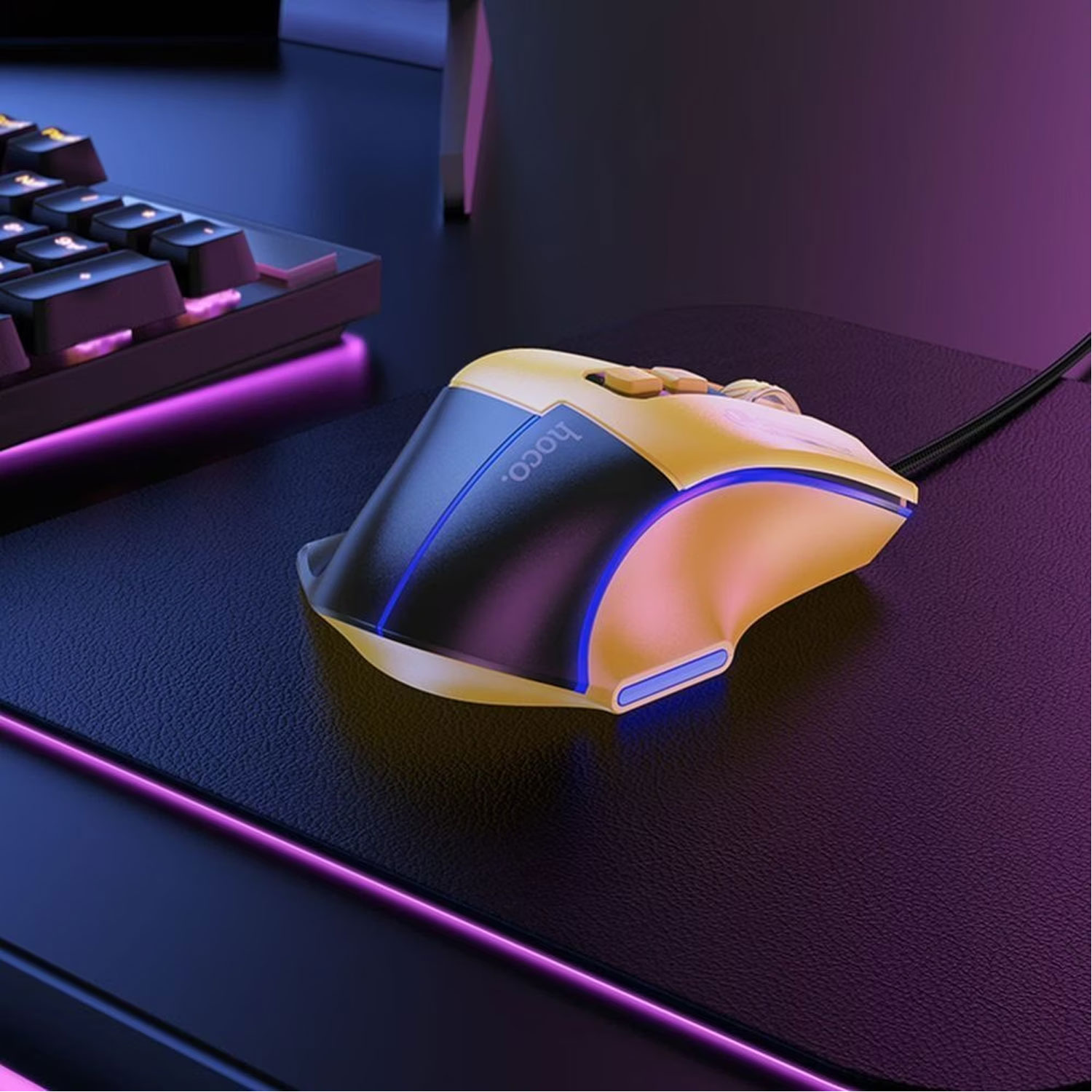 MOUSE GAMER HOCO GM31 CABLEADO 3600 DPI NEGRO/AMARILLO - 3