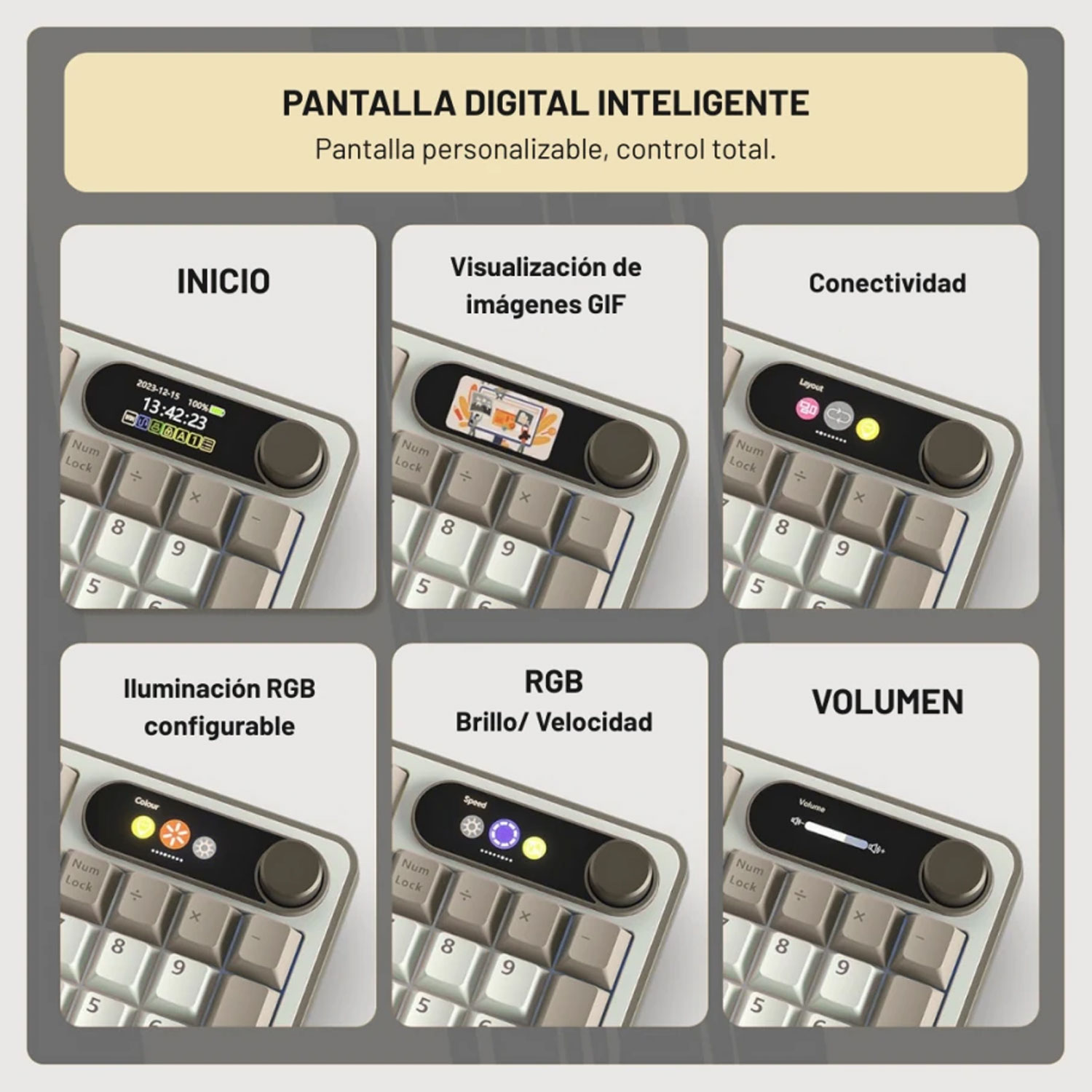 TECLADO GAMER ROYAL KLUDGE RK S98 INALÁMBRICO SP PHANTOM CHARTREUSE SWITCH - 4