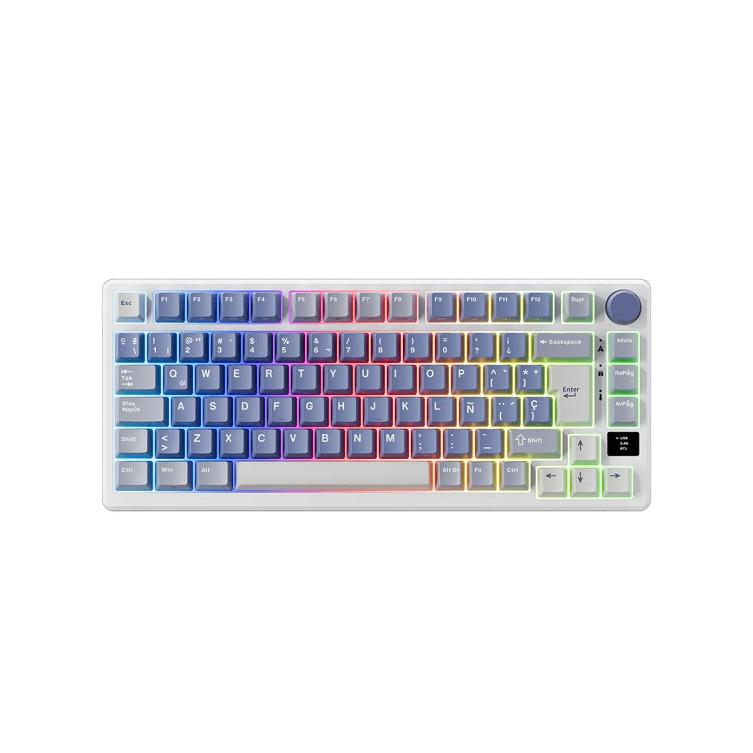 TECLADO GAMER ROYAL KLUDGE RK M75 INALÁMBRICO SP OCEAN BLUE SWITCH SILVER - 1