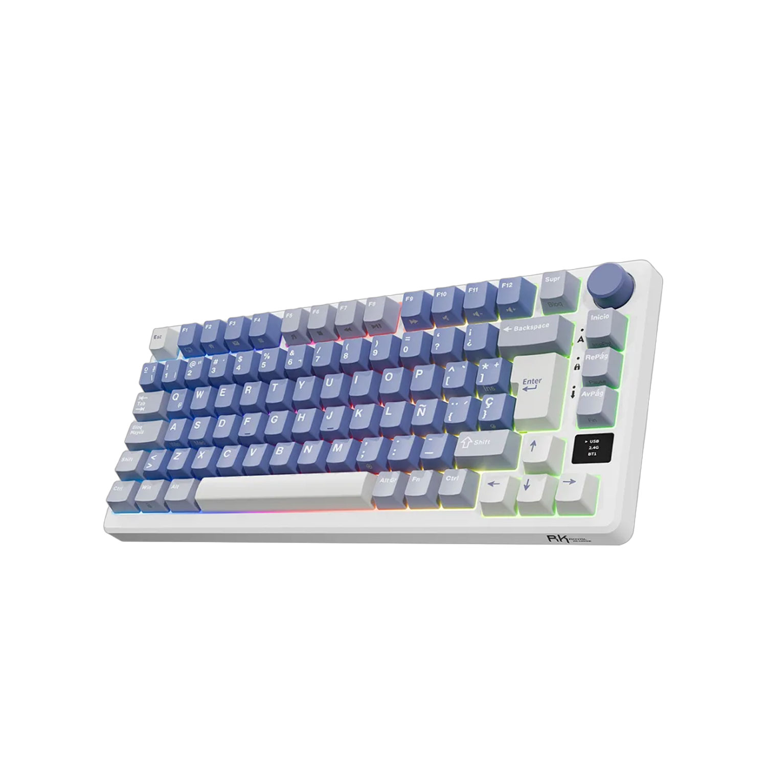 TECLADO GAMER ROYAL KLUDGE RK M75 INALÁMBRICO SP OCEAN BLUE SWITCH SILVER - 2