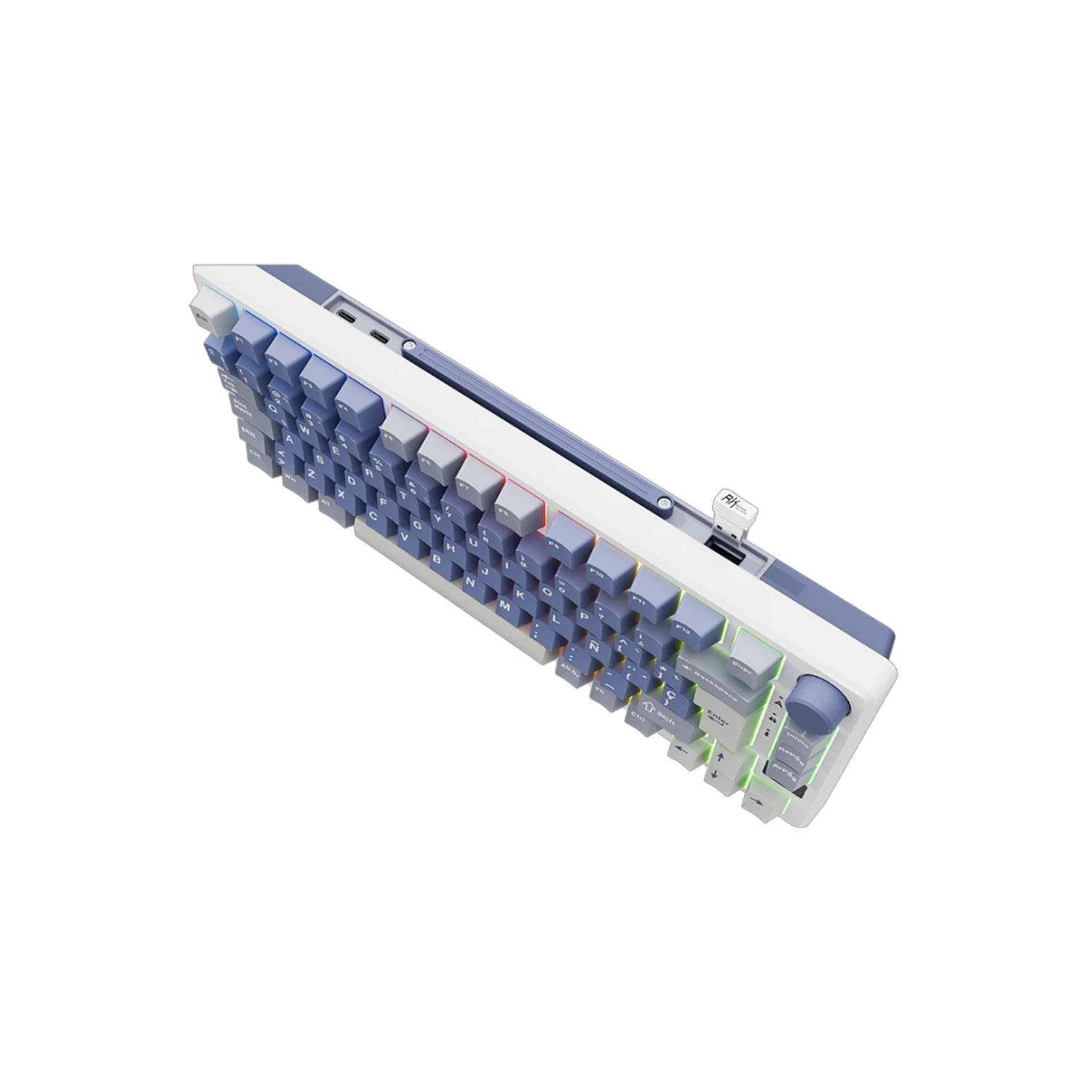 TECLADO GAMER ROYAL KLUDGE RK M75 INALÁMBRICO SP OCEAN BLUE SWITCH SILVER - 4