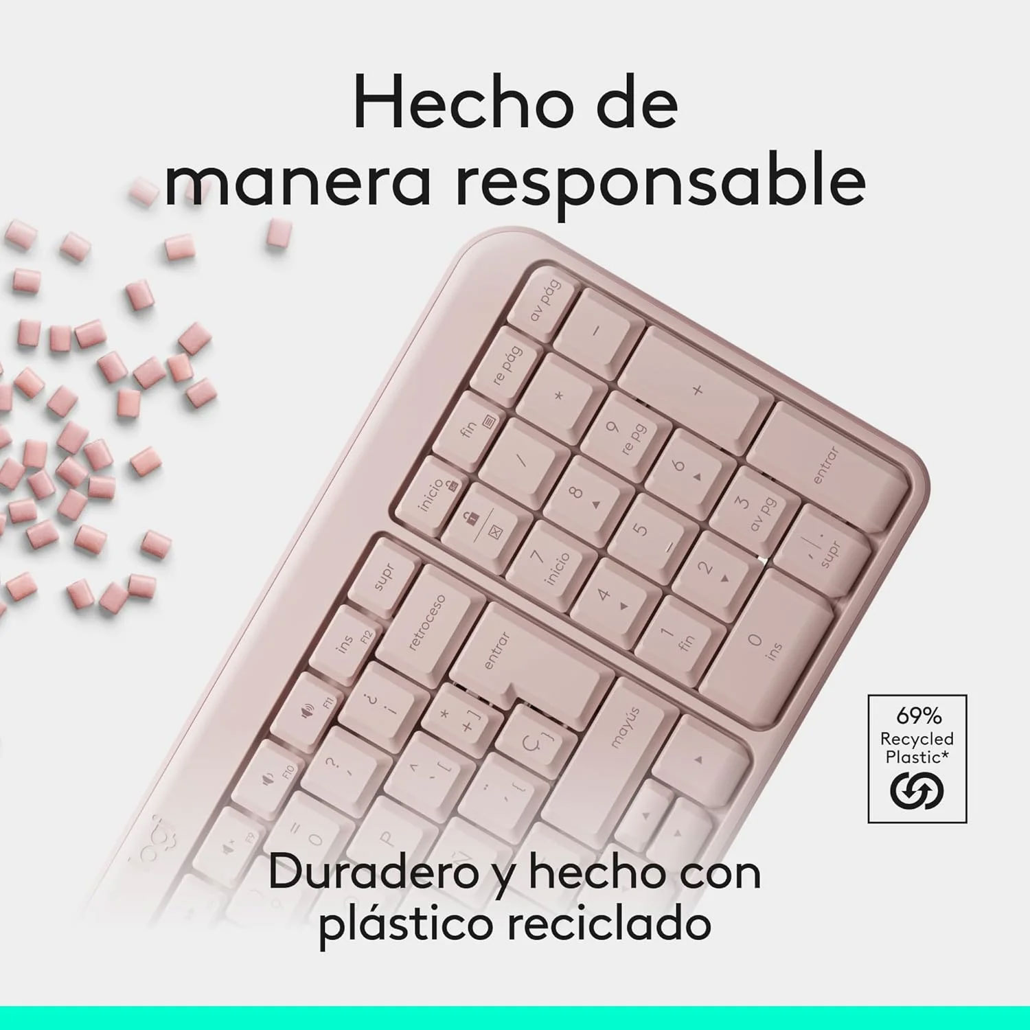 TECLADO LOGITECH K250 BLUETOOTH INALÁMBRICO ESPAÑOL ROSA - 4