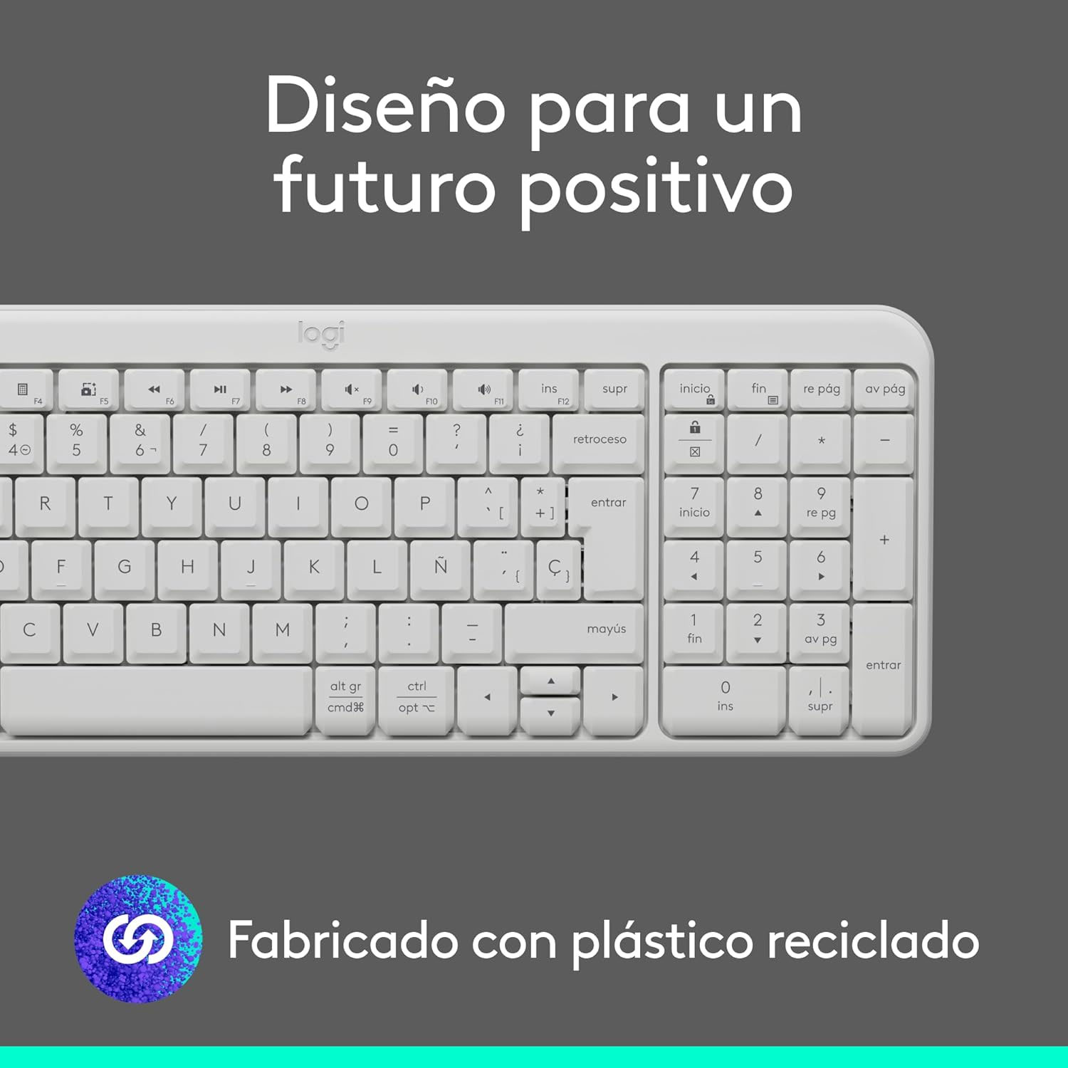 TECLADO LOGITECH K250 BLUETOOTH INALÁMBRICO ESPAÑOL BLANCO - 6
