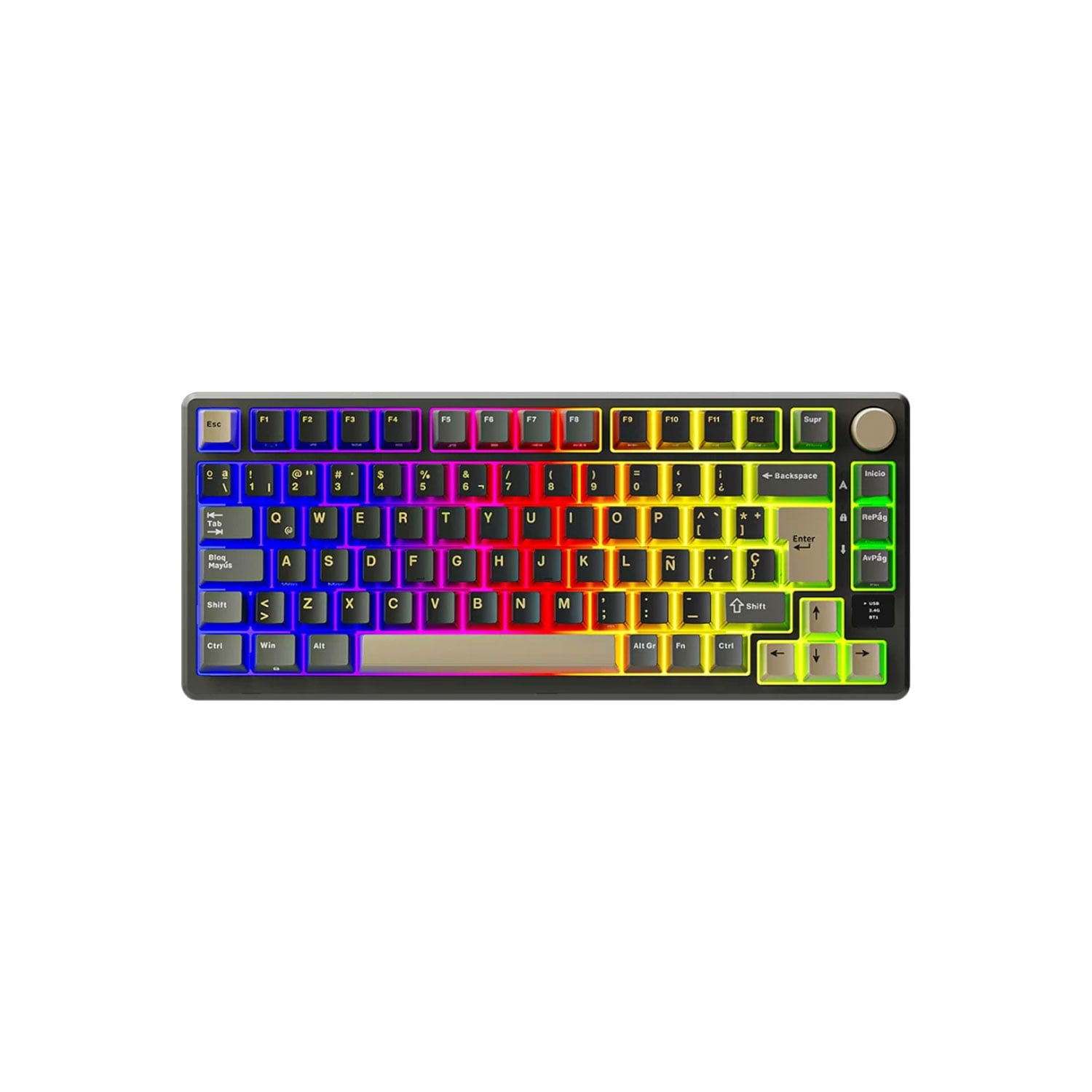TECLADO GAMER ROYAL KLUDGE RK M75 INALÁMBRICO SP PHANTOM K SWITCH SILVER - 1