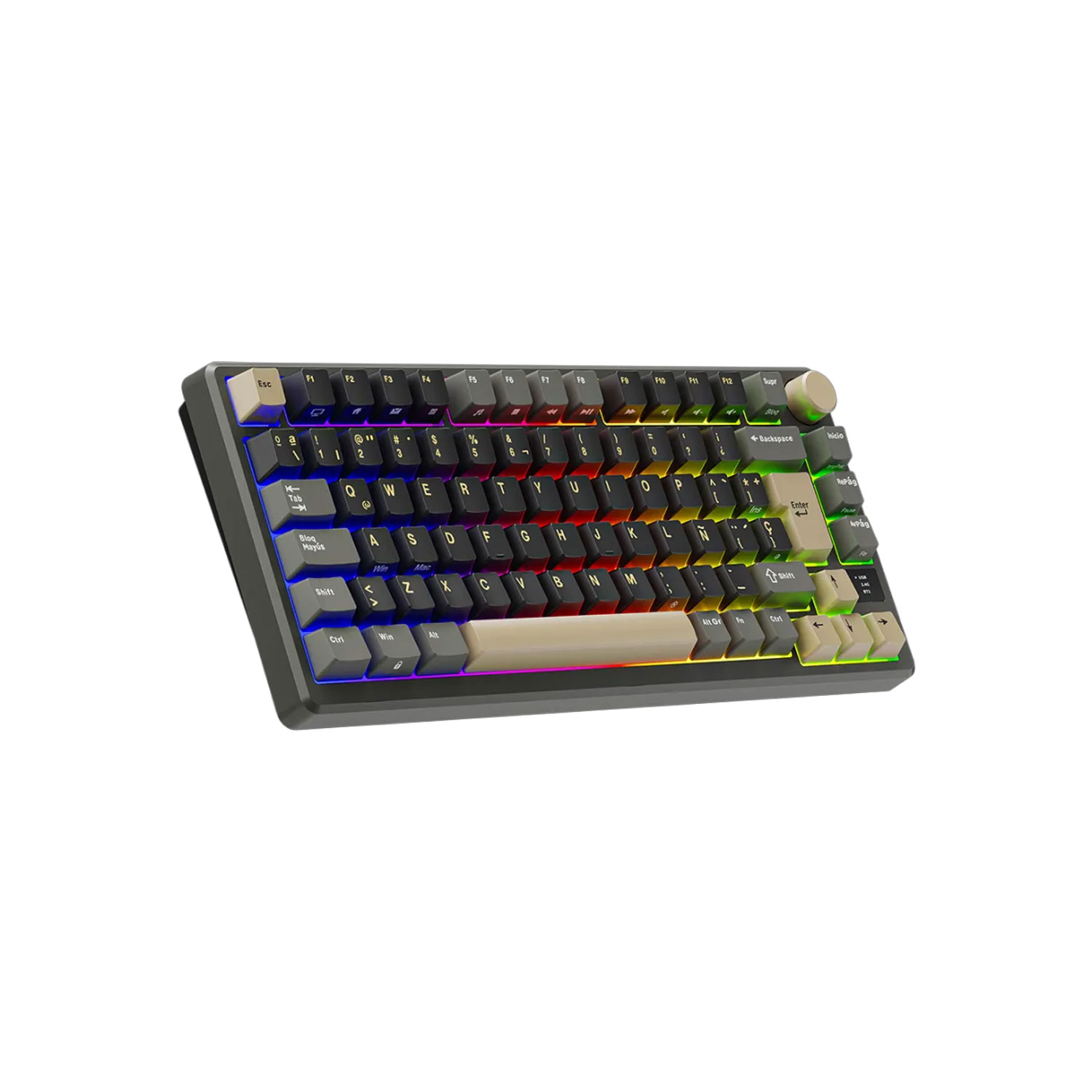 TECLADO GAMER ROYAL KLUDGE RK M75 INALÁMBRICO SP PHANTOM K SWITCH SILVER - 2